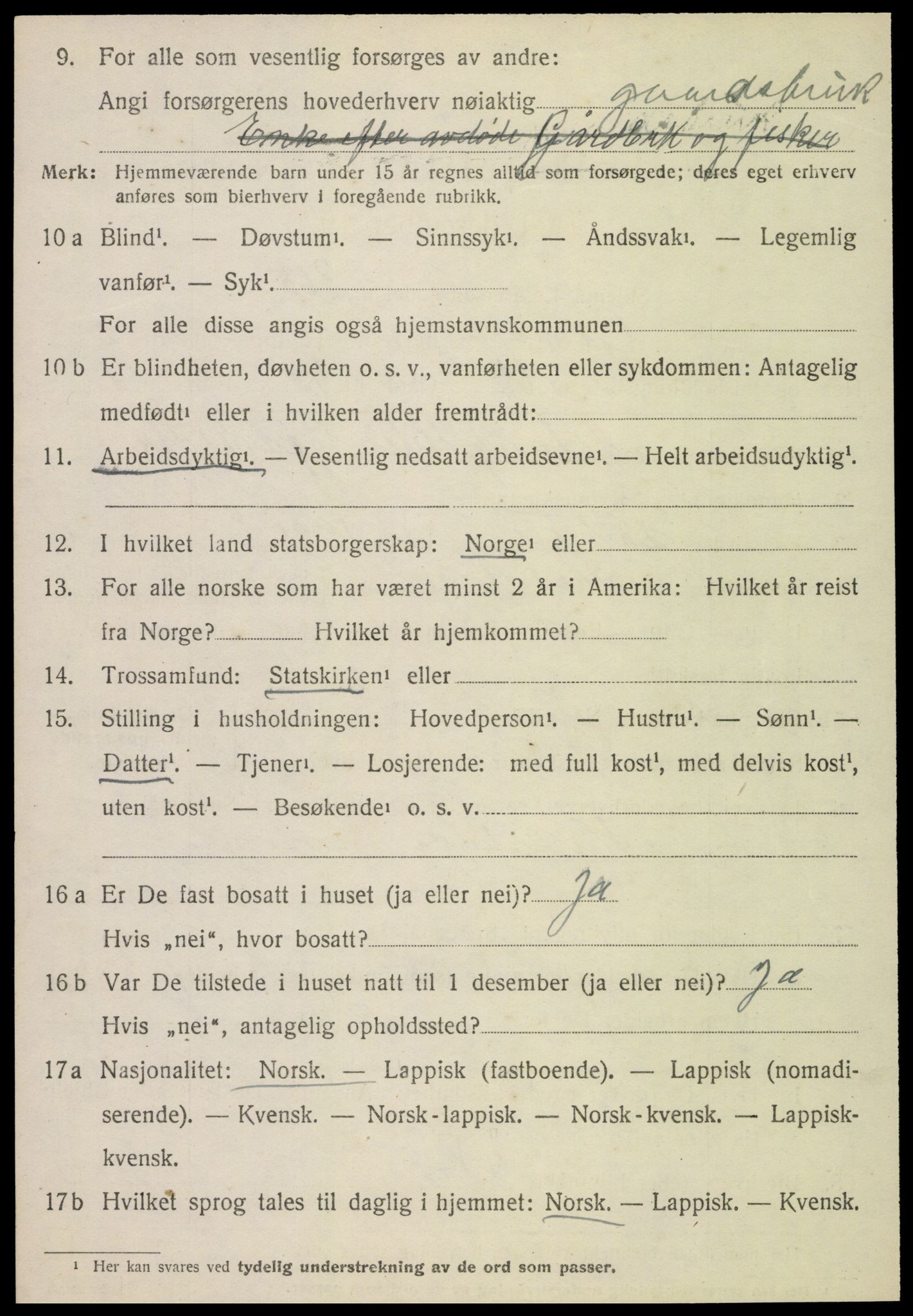 SAT, 1920 census for Gravvik, 1920, p. 1595