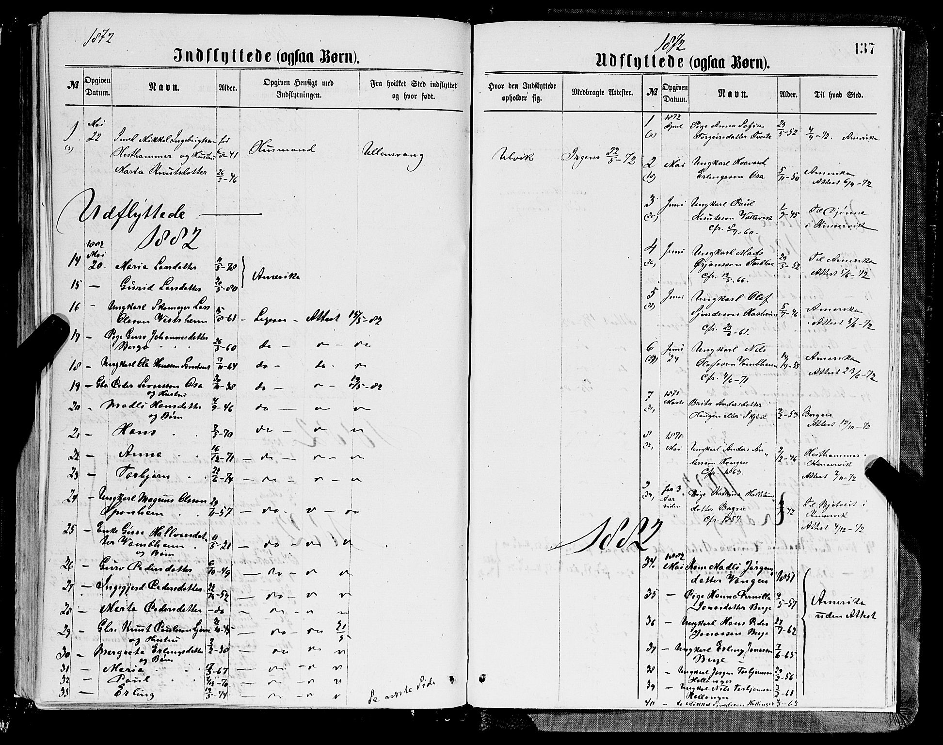 Ulvik sokneprestembete, SAB/A-78801/H/Hab: Parish register (copy) no. A 2, 1869-1882, p. 137
