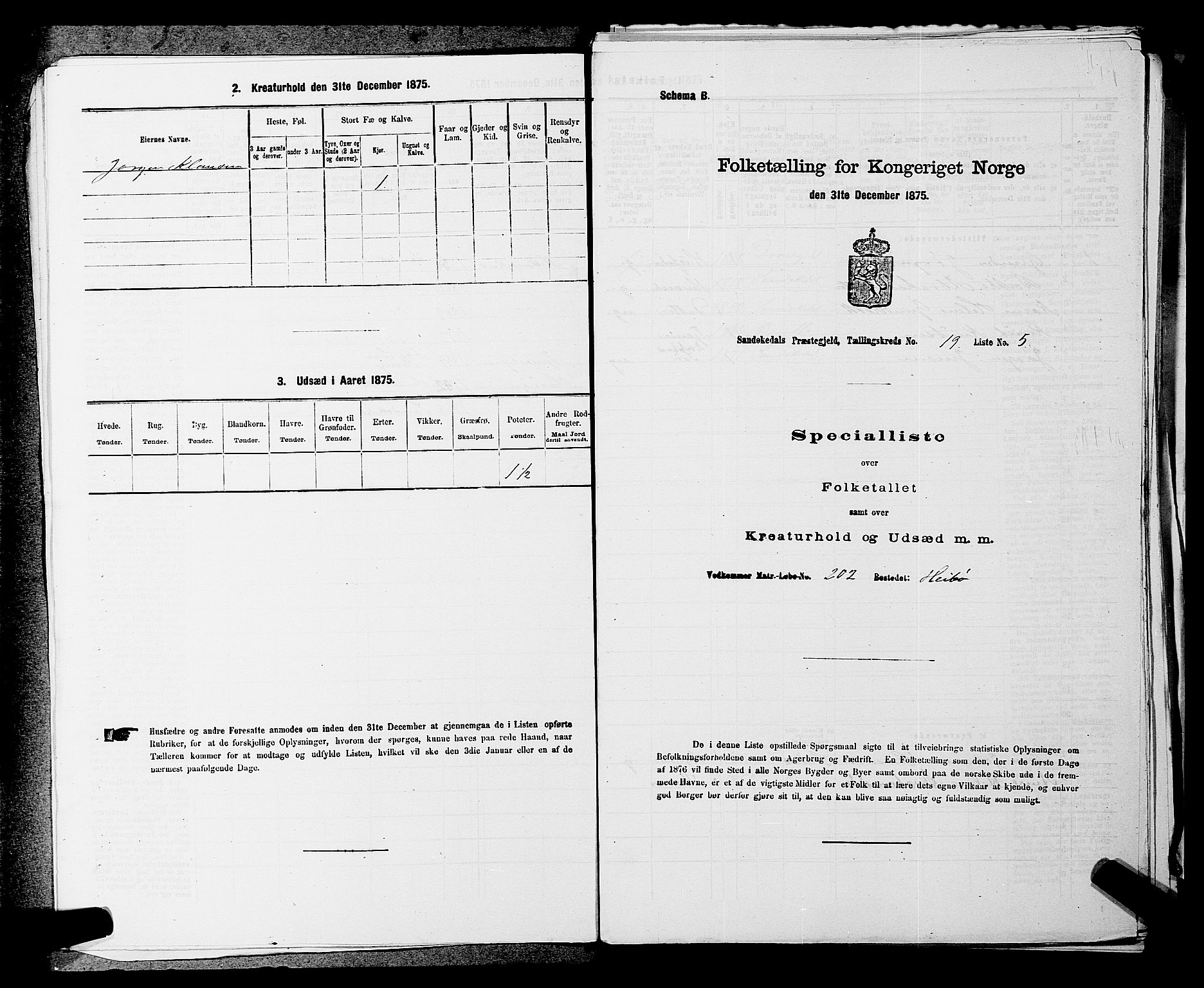 SAKO, 1875 census for 0816P Sannidal, 1875, p. 1563