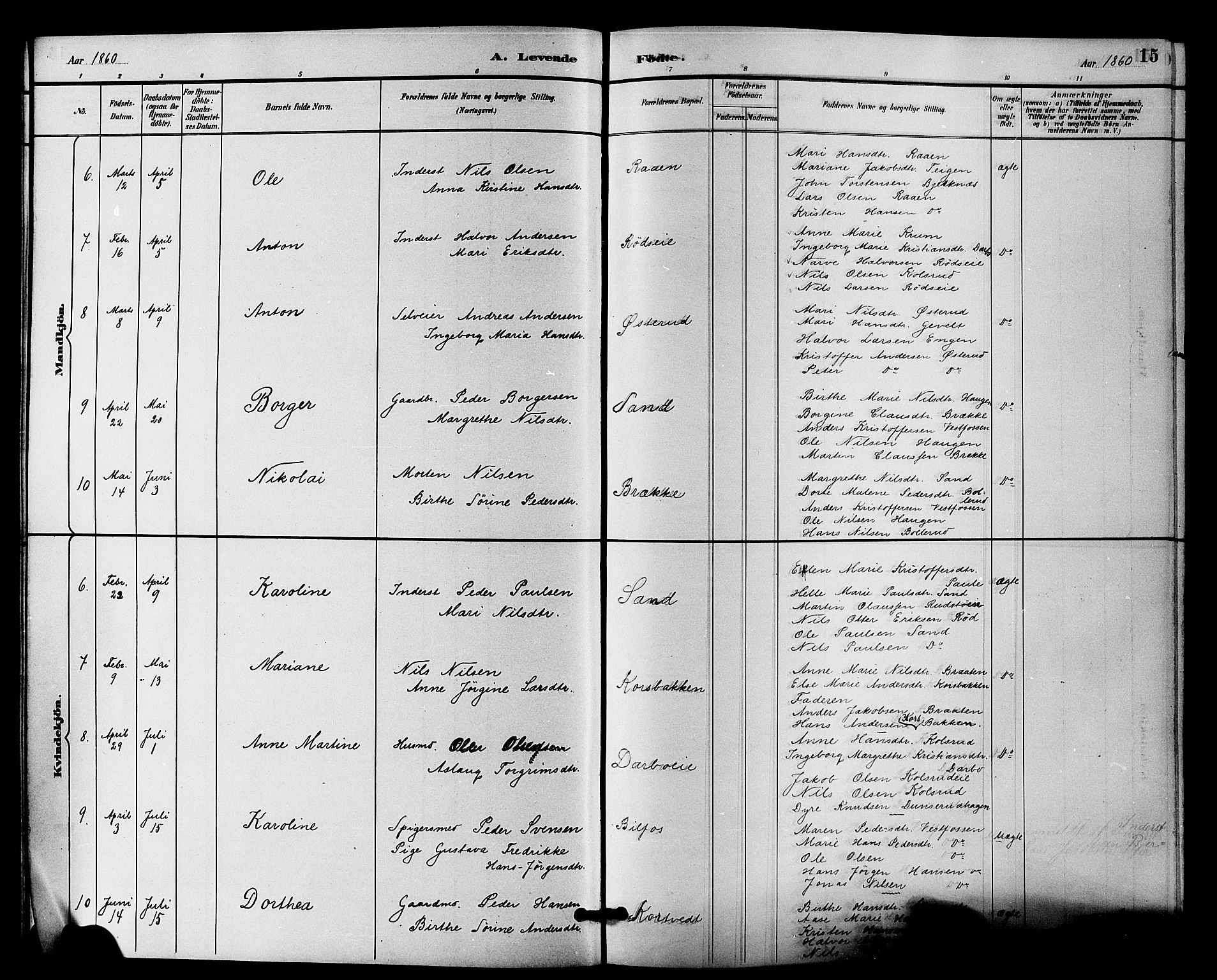 Fiskum kirkebøker, SAKO/A-15/F/Fa/L0001: Parish register (official) no. 1, 1858-1877, p. 15