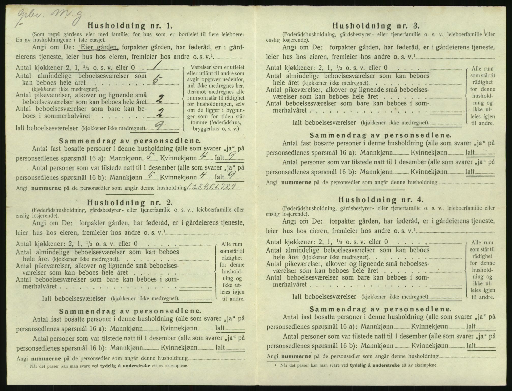 SAK, 1920 census for Herefoss, 1920, p. 187