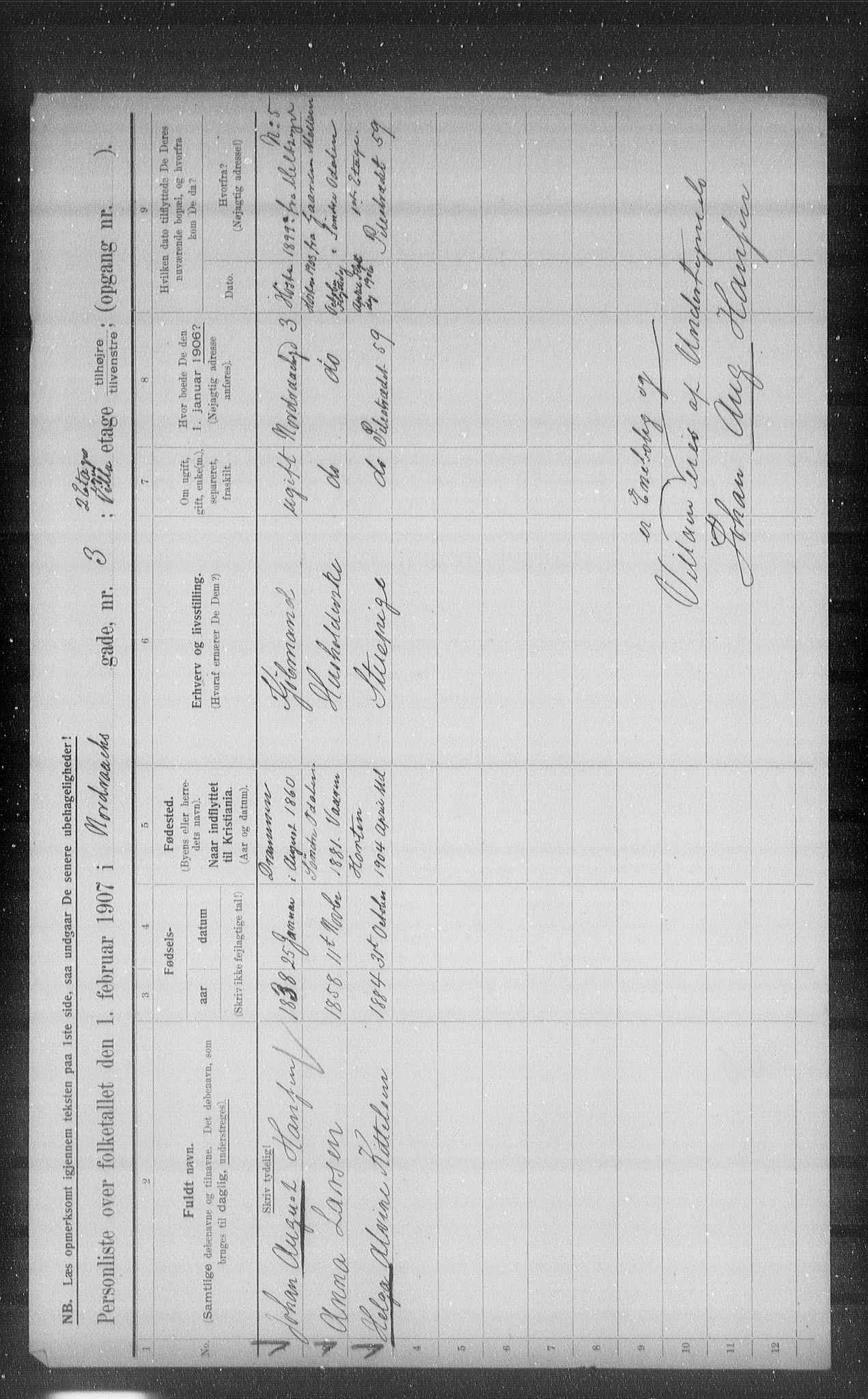 OBA, Municipal Census 1907 for Kristiania, 1907, p. 37426