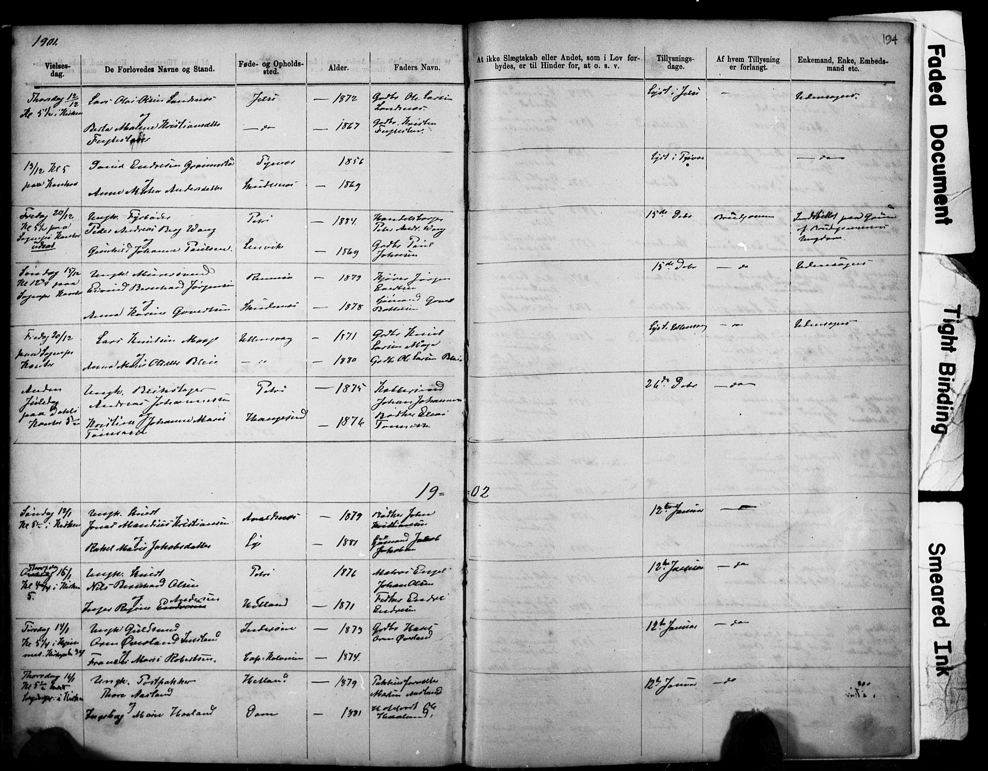 Domkirken sokneprestkontor, SAST/A-101812/001/30/30BB/L0014: Parish register (copy) no. B 14, 1875-1902, p. 194