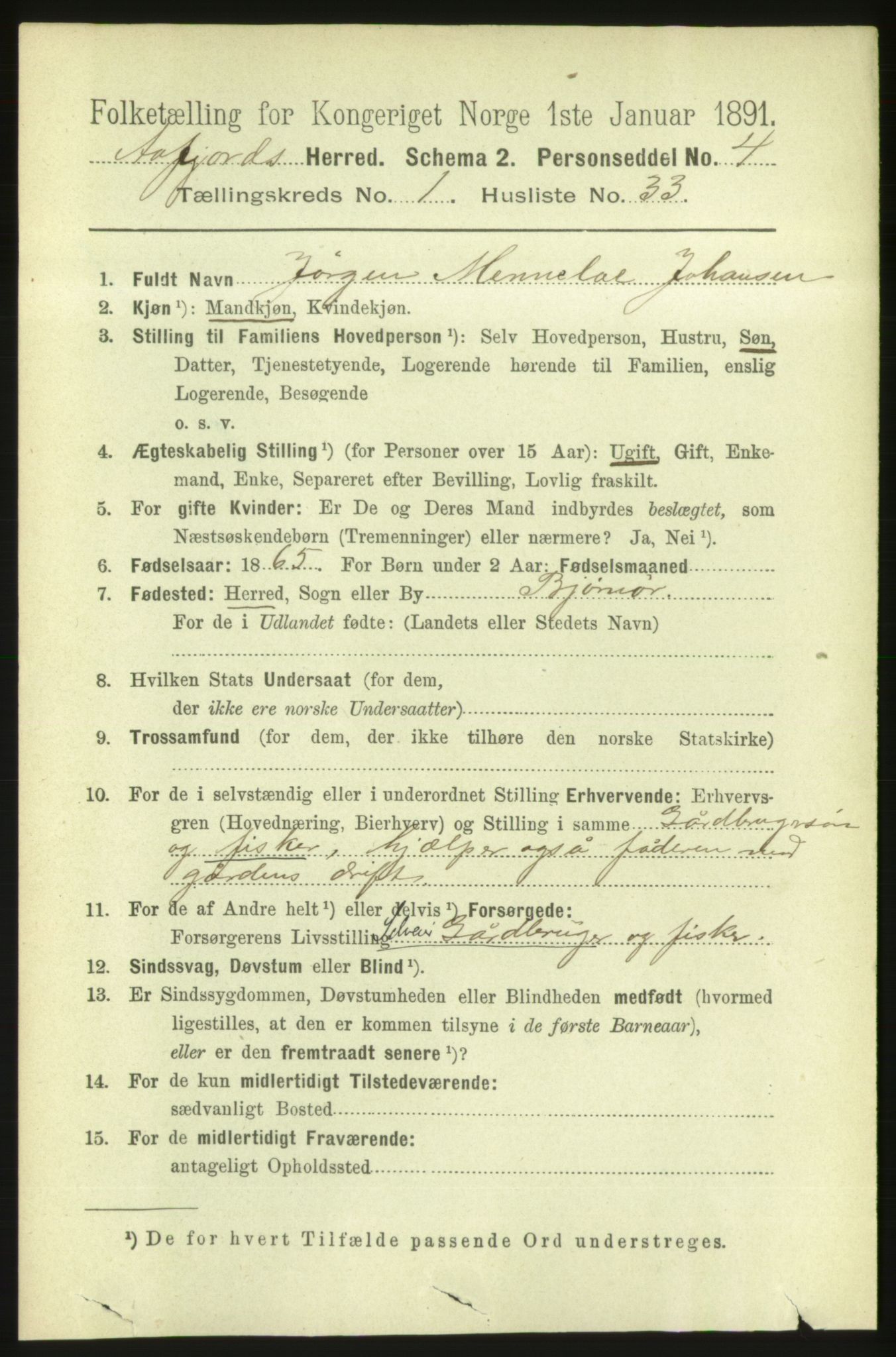 RA, 1891 census for 1630 Åfjord, 1891, p. 342