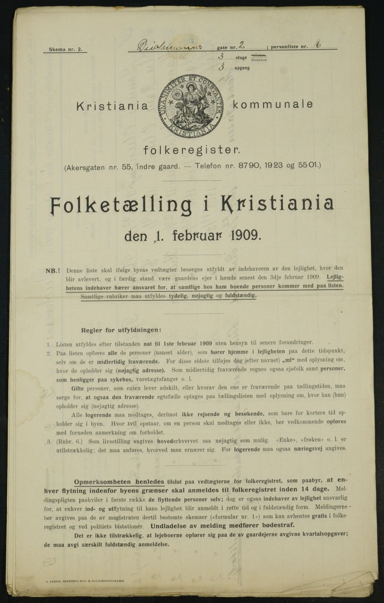 OBA, Municipal Census 1909 for Kristiania, 1909, p. 14067