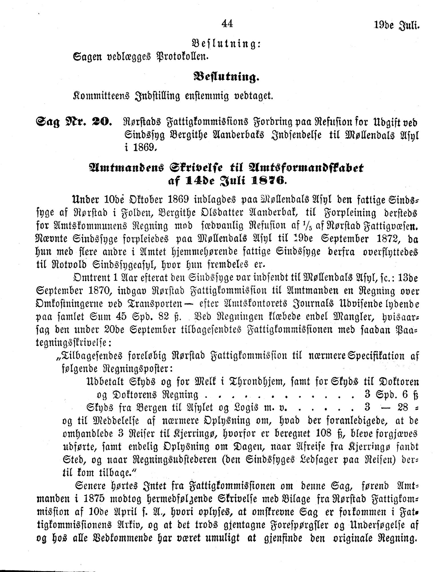 Nordland Fylkeskommune. Fylkestinget, AIN/NFK-17/176/A/Ac/L0010: Fylkestingsforhandlinger 1874-1880, 1874-1880