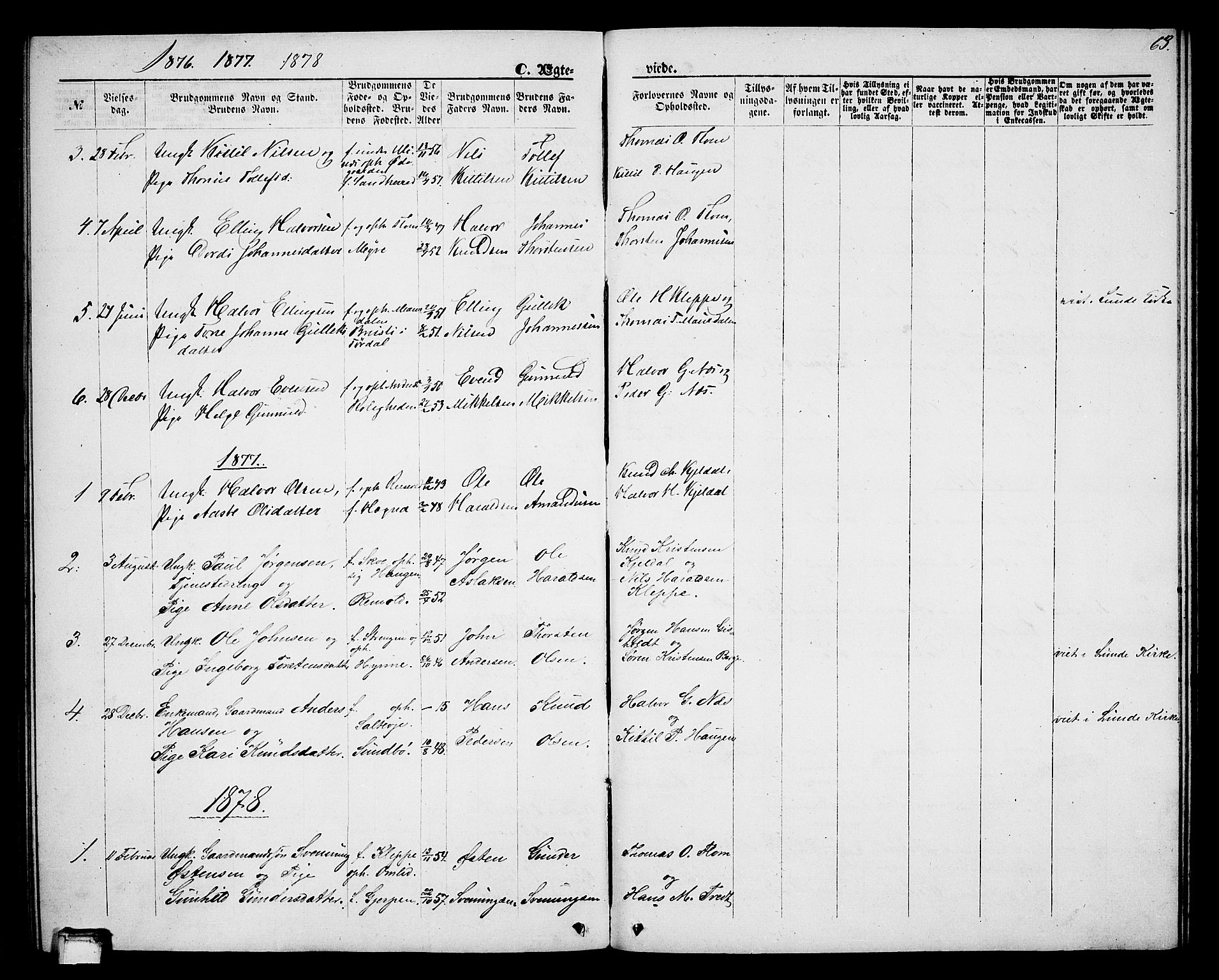 Lunde kirkebøker, AV/SAKO-A-282/G/Gb/L0001: Parish register (copy) no. II 1, 1866-1887, p. 63