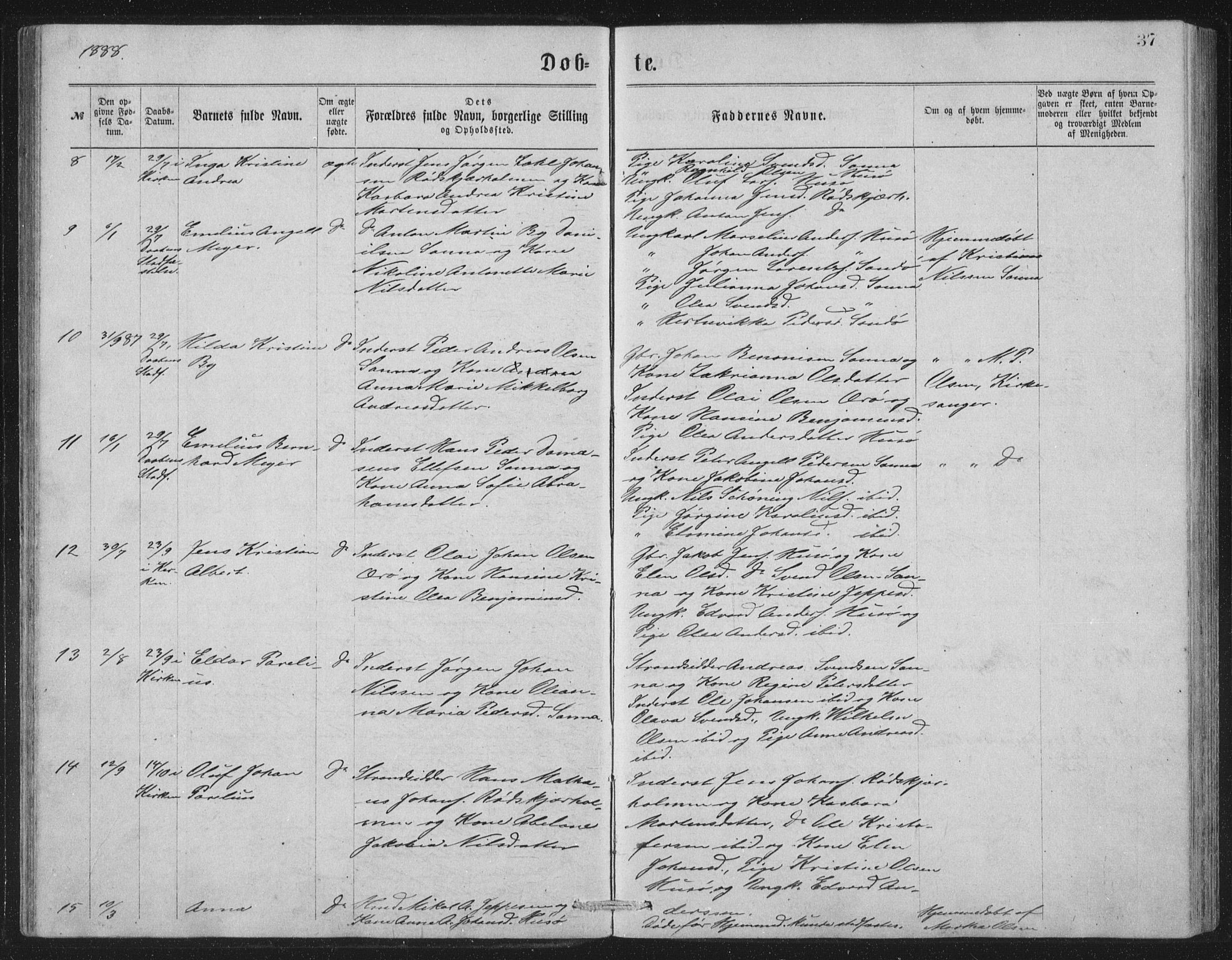 Ministerialprotokoller, klokkerbøker og fødselsregistre - Nordland, AV/SAT-A-1459/840/L0582: Parish register (copy) no. 840C02, 1874-1900, p. 37