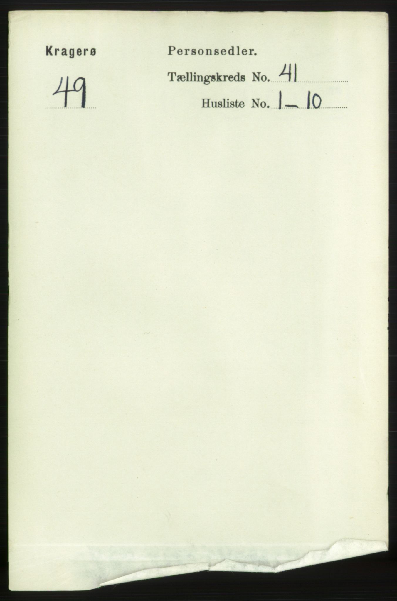 RA, 1891 census for 0801 Kragerø, 1891, p. 7508