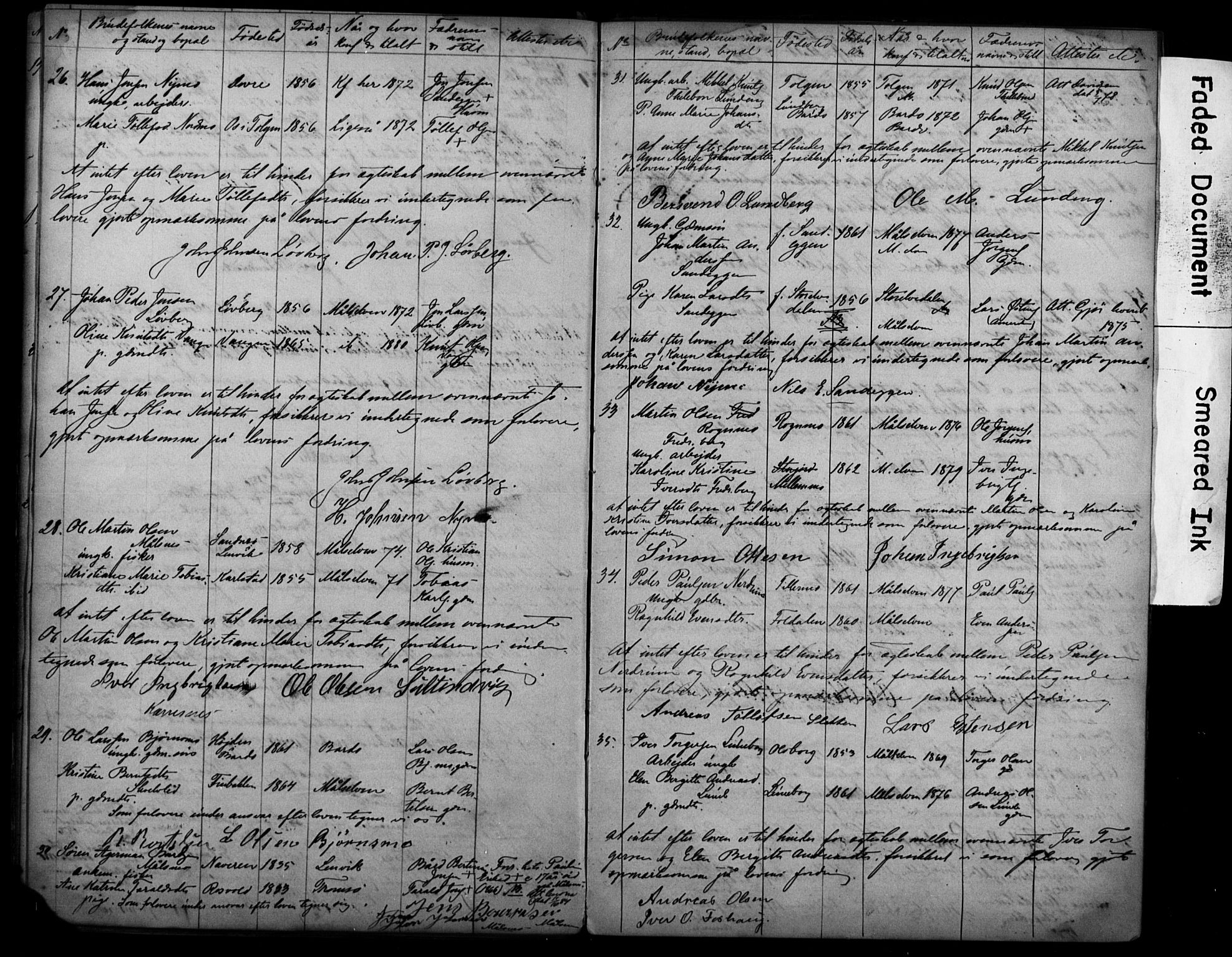 Målselv sokneprestembete, SATØ/S-1311/I/Id/L0038: Banns register no. 38, 1870-1890