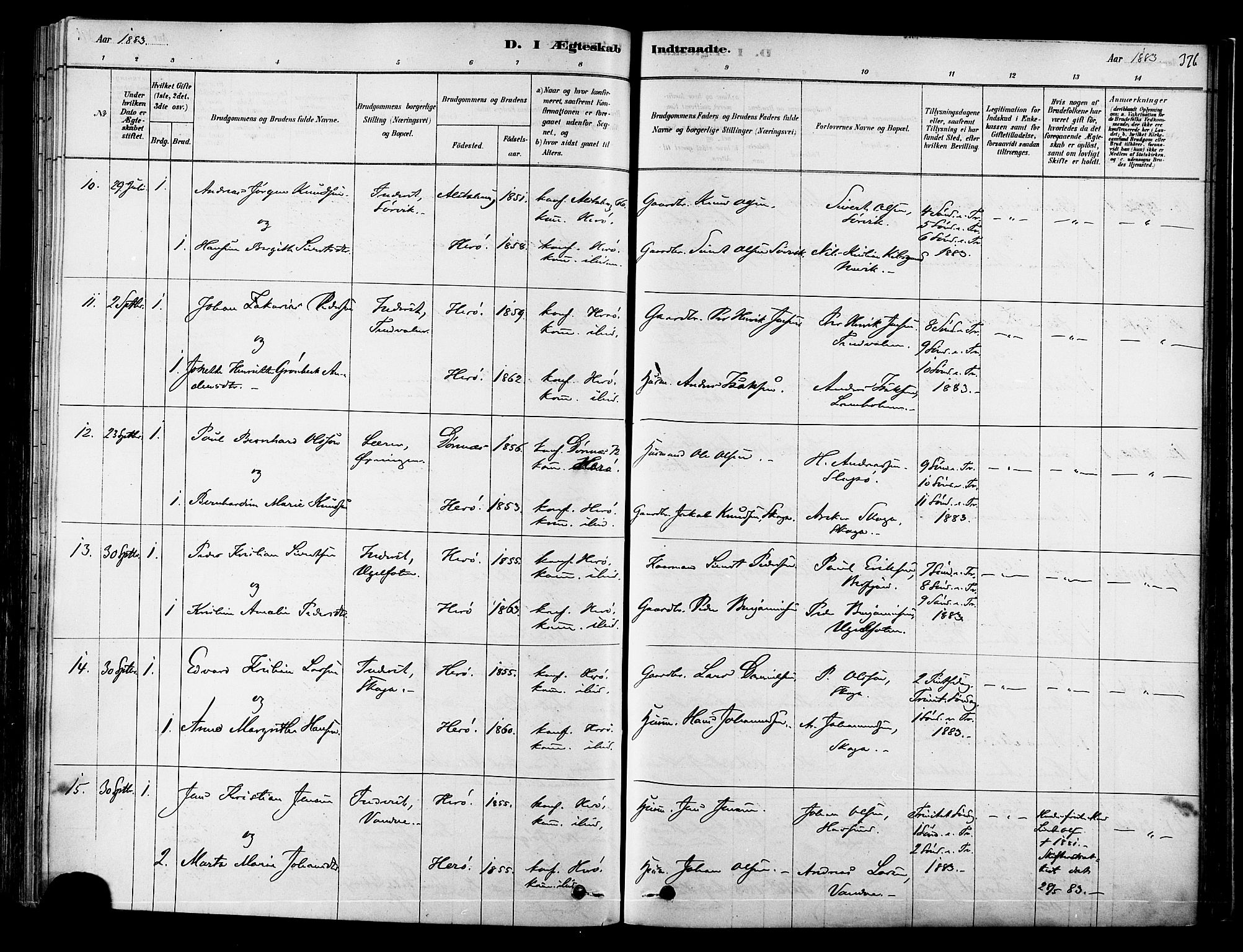 Ministerialprotokoller, klokkerbøker og fødselsregistre - Nordland, AV/SAT-A-1459/834/L0507: Parish register (official) no. 834A05, 1878-1892, p. 376