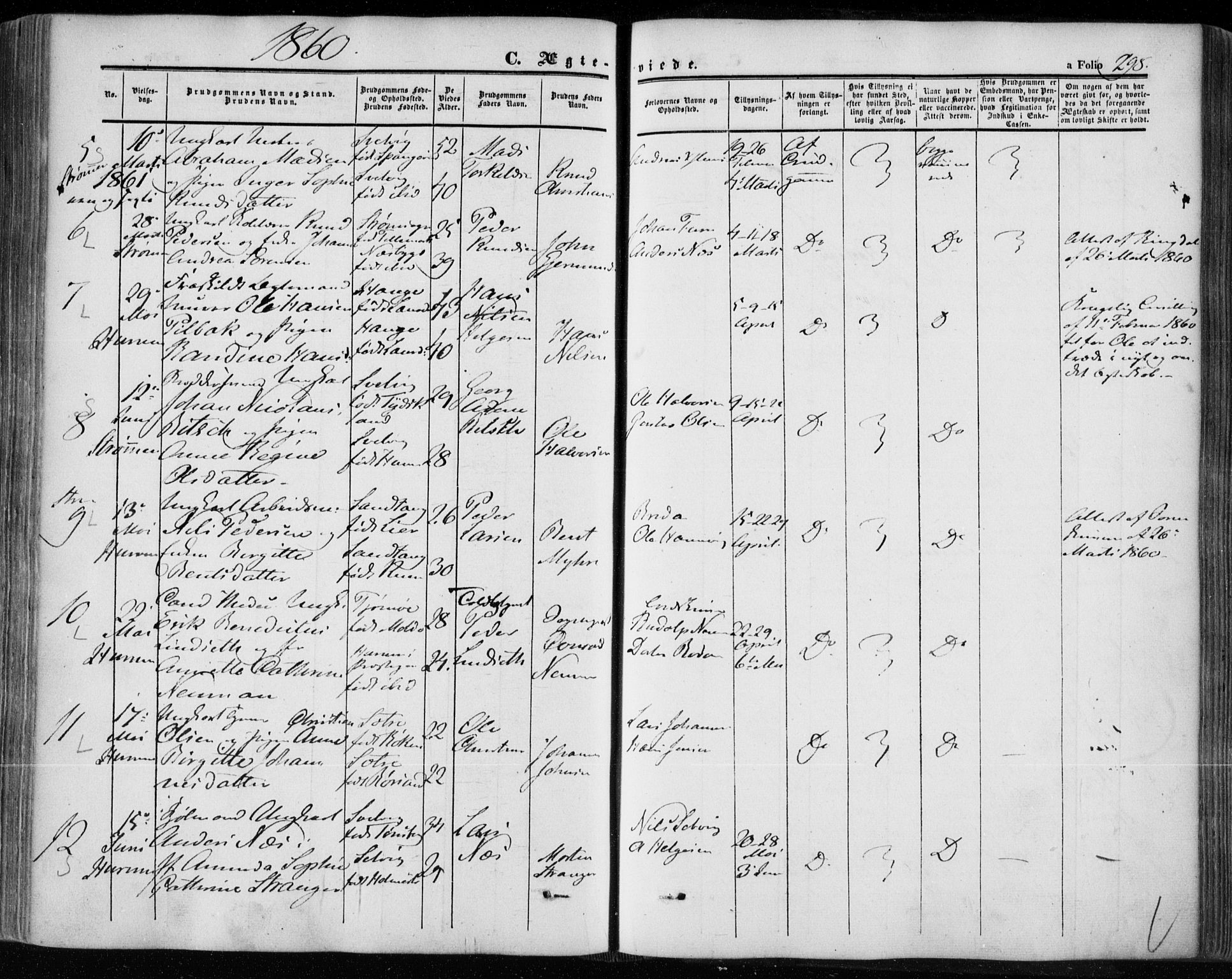 Hurum kirkebøker, SAKO/A-229/F/Fa/L0011: Parish register (official) no. 11, 1847-1860, p. 298