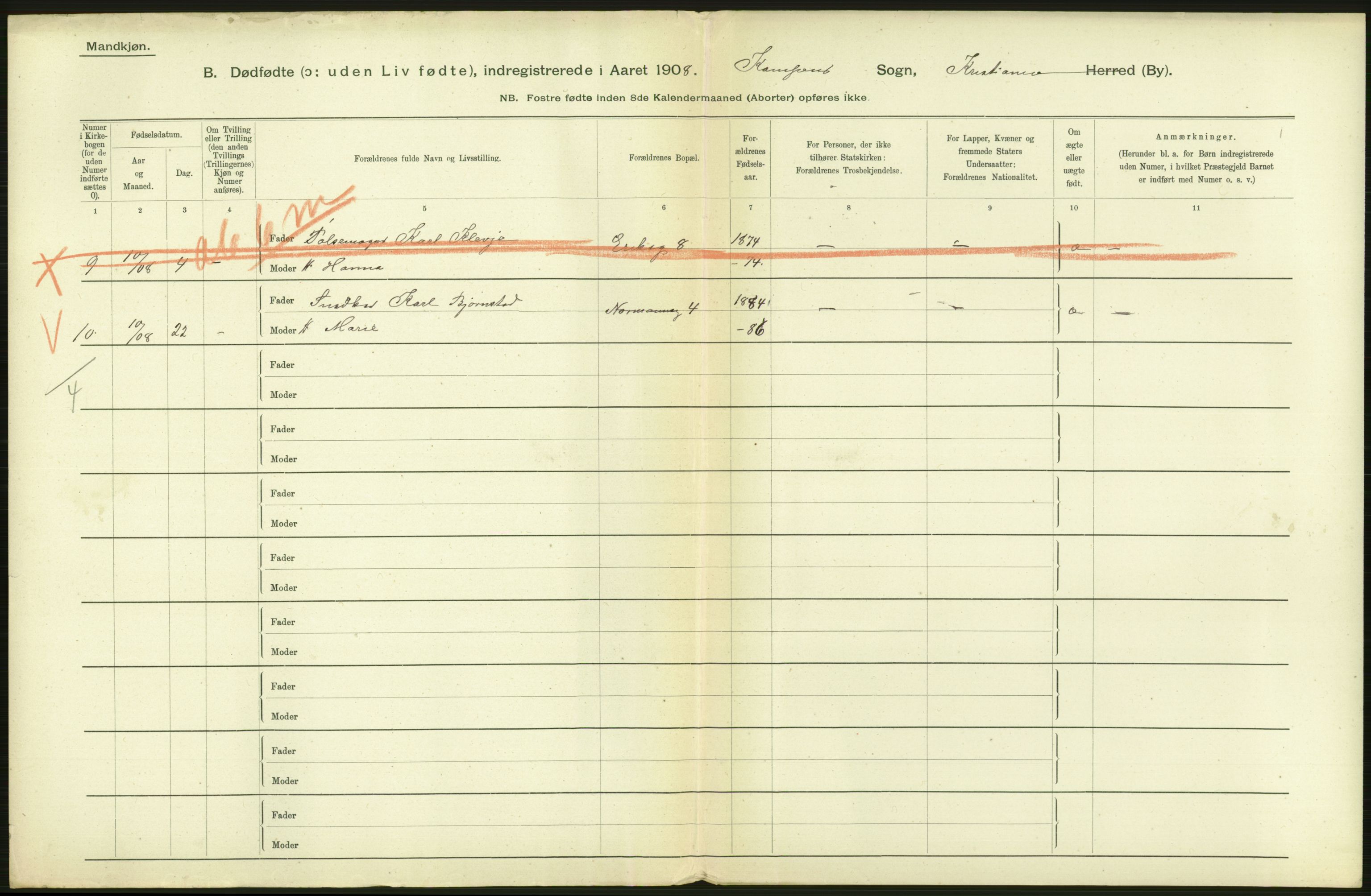 Statistisk sentralbyrå, Sosiodemografiske emner, Befolkning, AV/RA-S-2228/D/Df/Dfa/Dfaf/L0009: Kristiania: Døde, dødfødte., 1908, p. 452