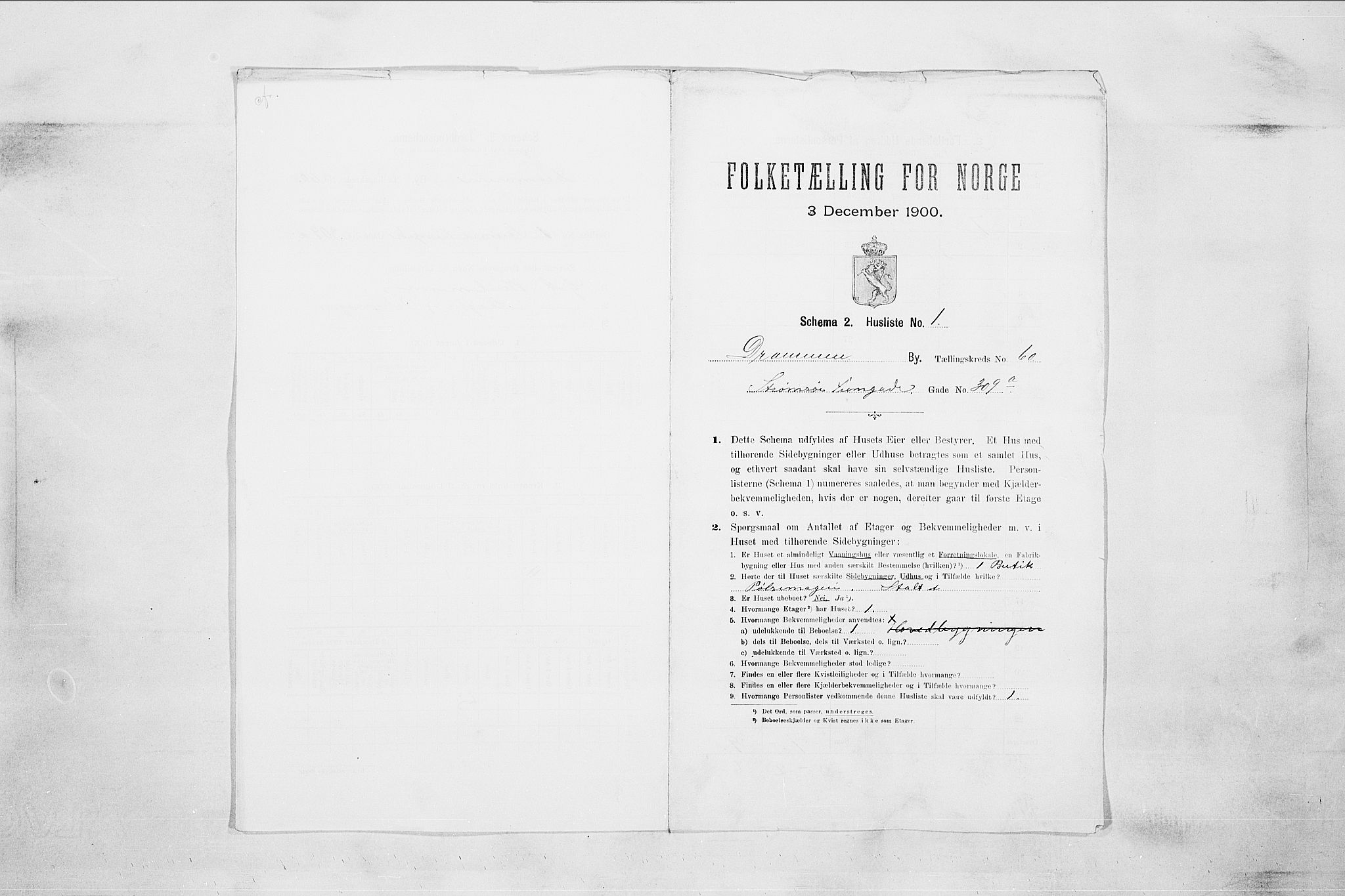 RA, 1900 census for Drammen, 1900, p. 10385