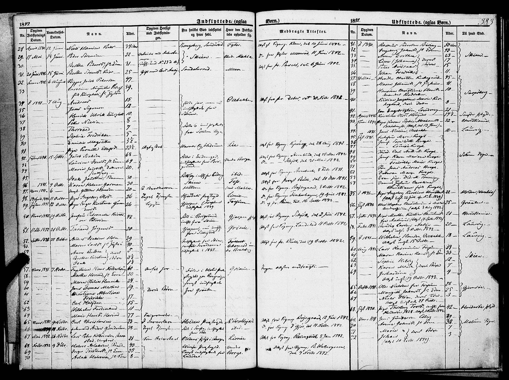 Gjerpen kirkebøker, SAKO/A-265/F/Fa/L0007b: Parish register (official) no. I 7B, 1834-1857, p. 383