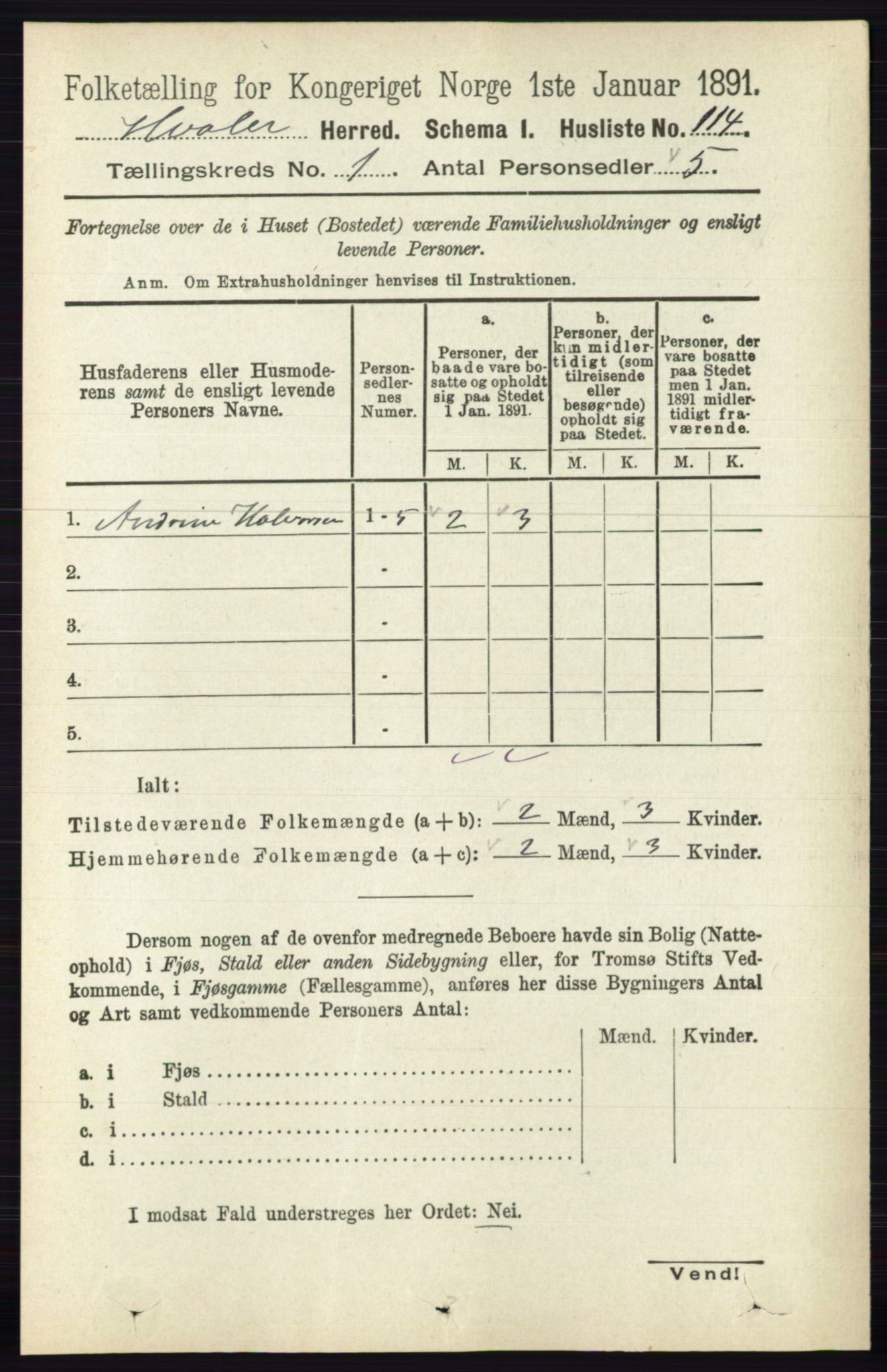 RA, 1891 census for 0111 Hvaler, 1891, p. 137