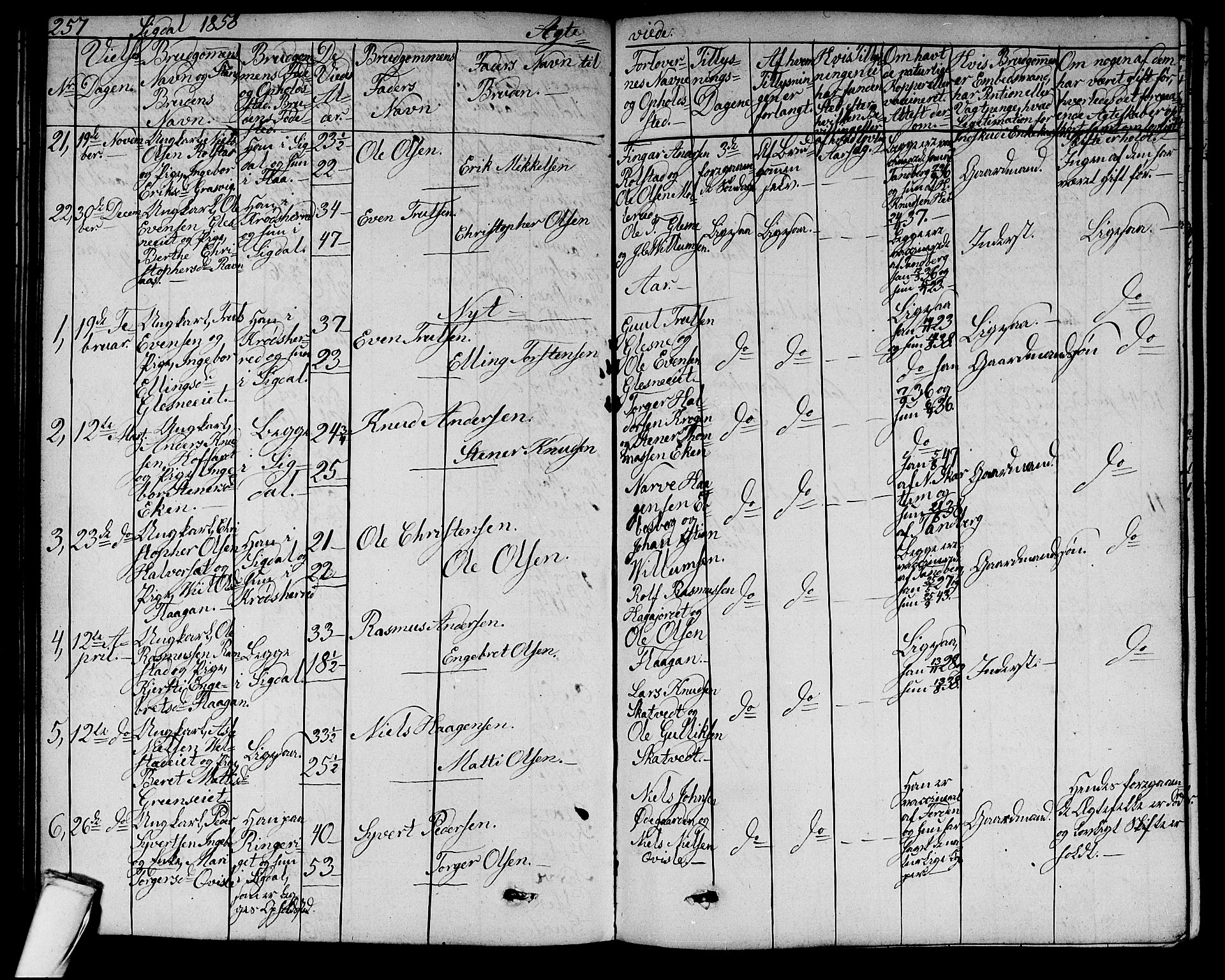 Sigdal kirkebøker, SAKO/A-245/G/Ga/L0003: Parish register (copy) no. I 3, 1857-1878, p. 257