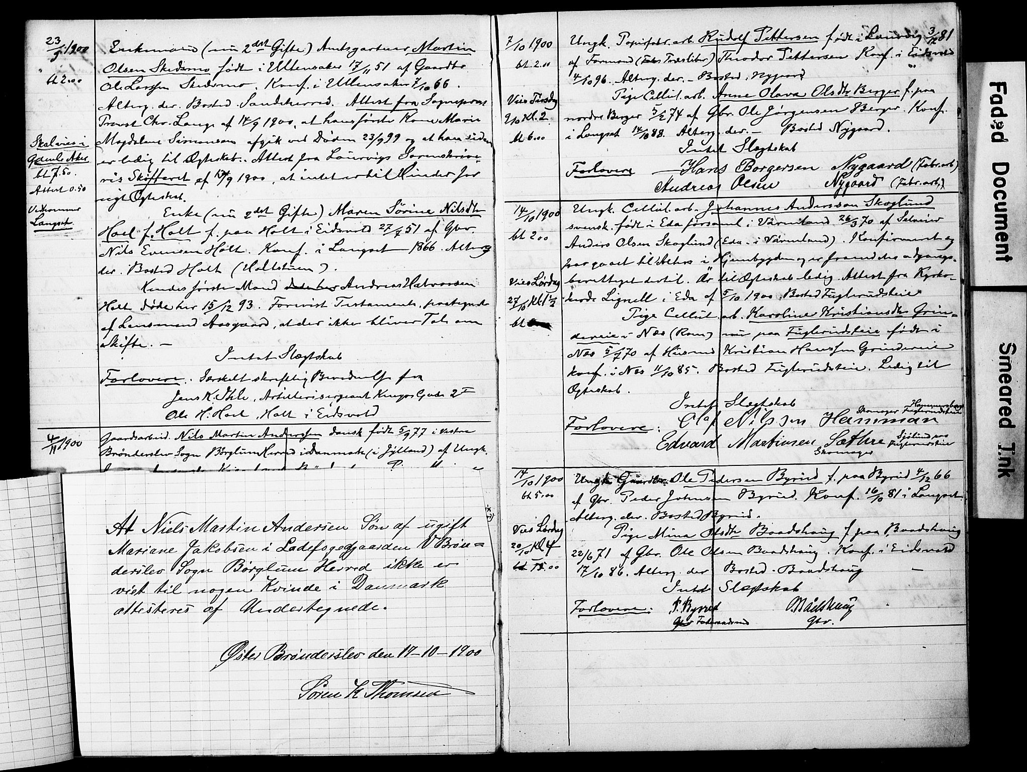 Eidsvoll prestekontor Kirkebøker, AV/SAO-A-10888/H/Ha/L0003: Banns register no. 3, 1899-1905