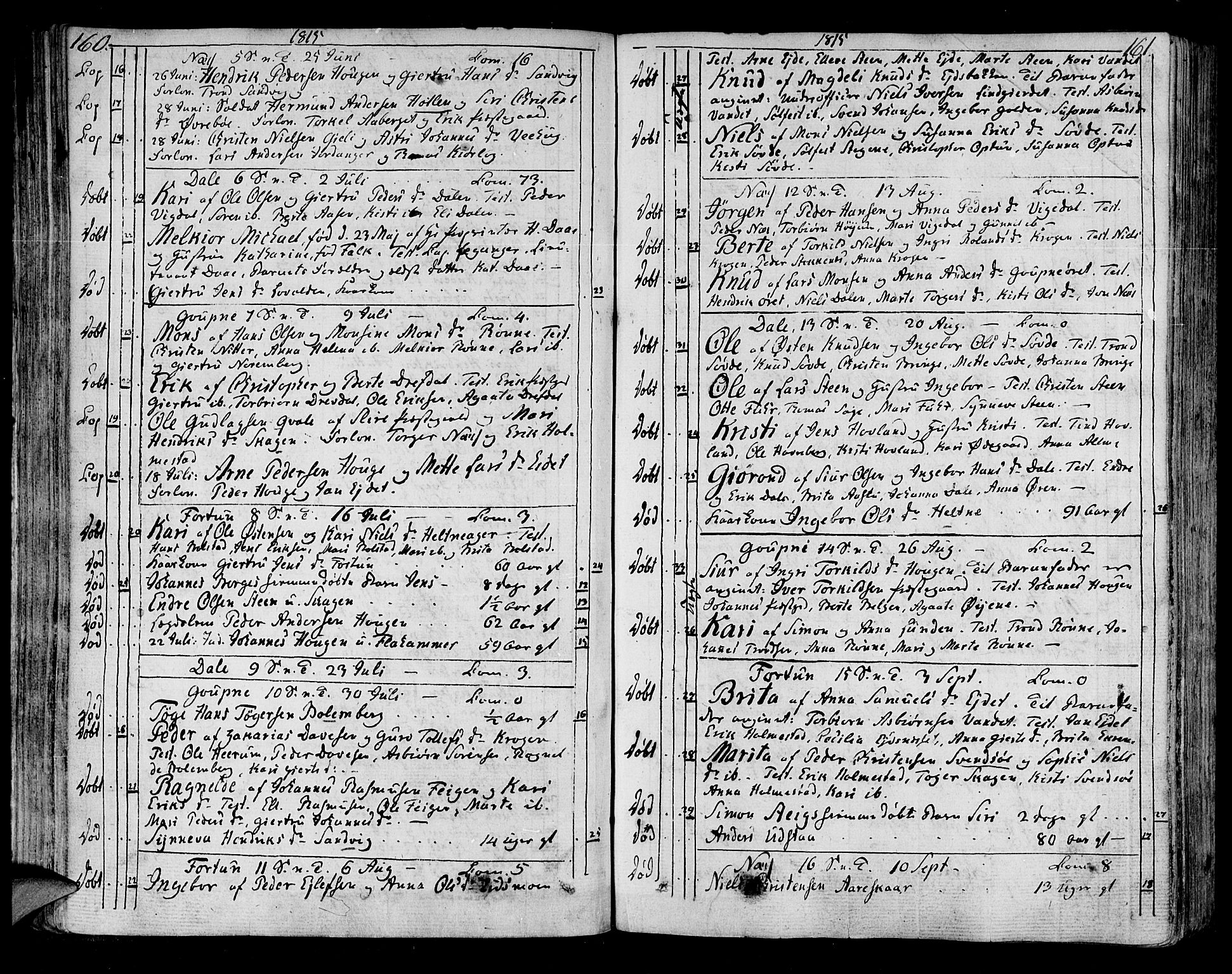 Luster sokneprestembete, SAB/A-81101/H/Haa/Haaa/L0003: Parish register (official) no. A 3, 1803-1821, p. 160-161