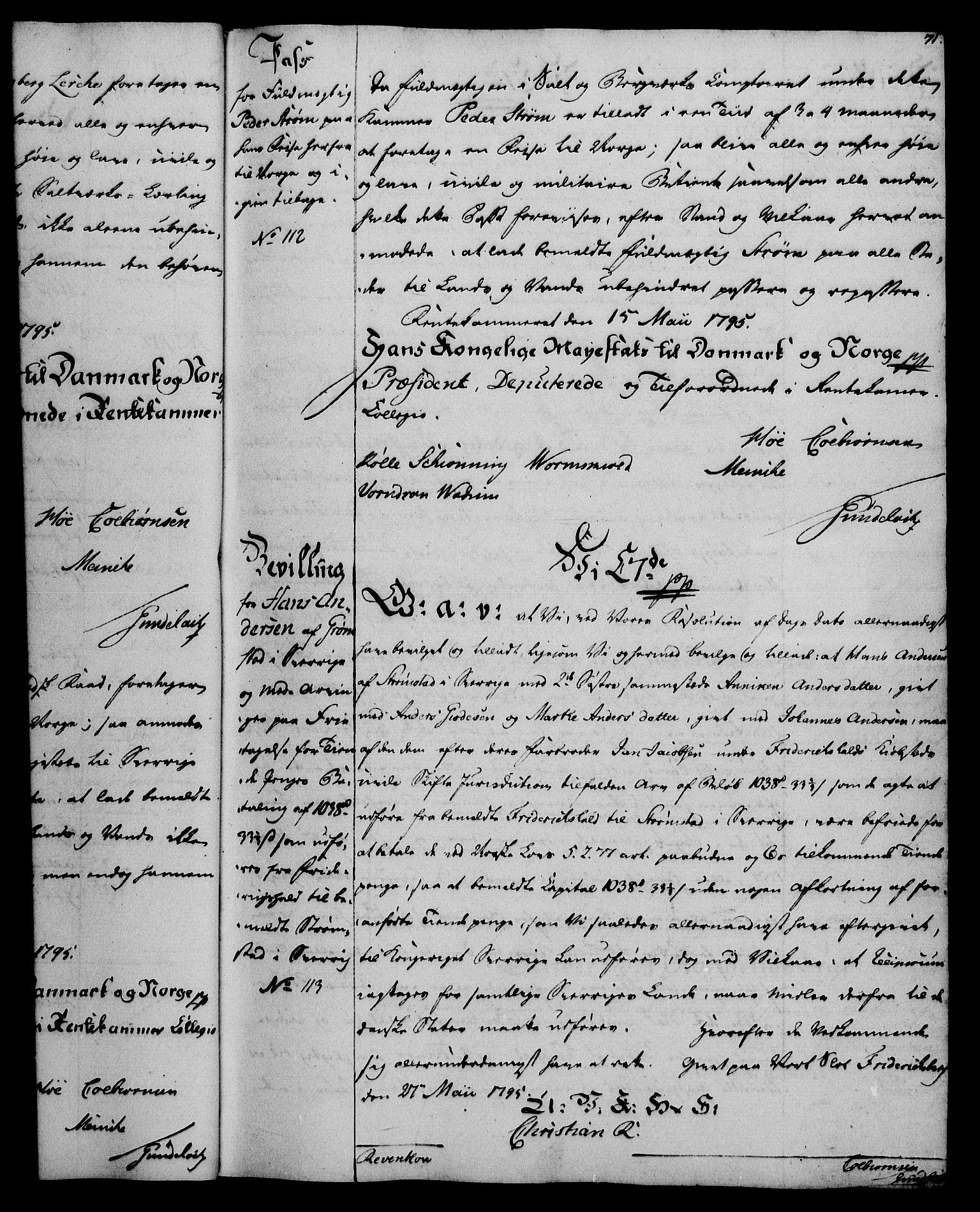 Rentekammeret, Kammerkanselliet, AV/RA-EA-3111/G/Gg/Gga/L0016: Norsk ekspedisjonsprotokoll med register (merket RK 53.16), 1794-1800, p. 71