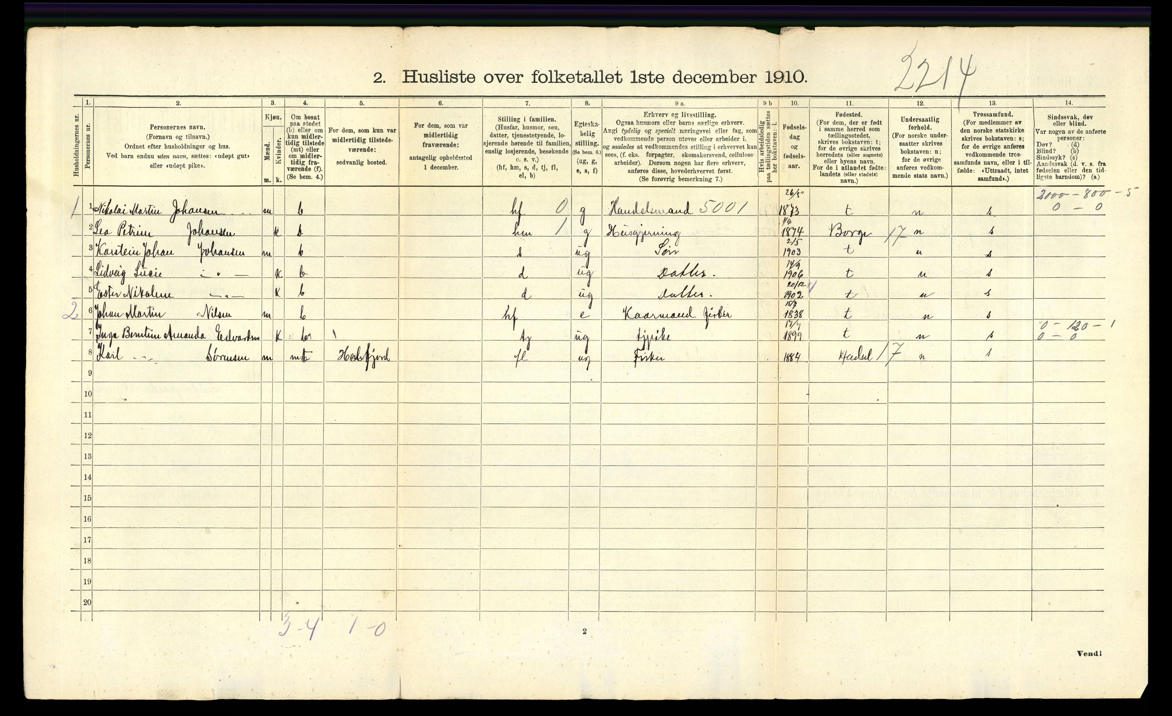 RA, 1910 census for Bø, 1910, p. 58