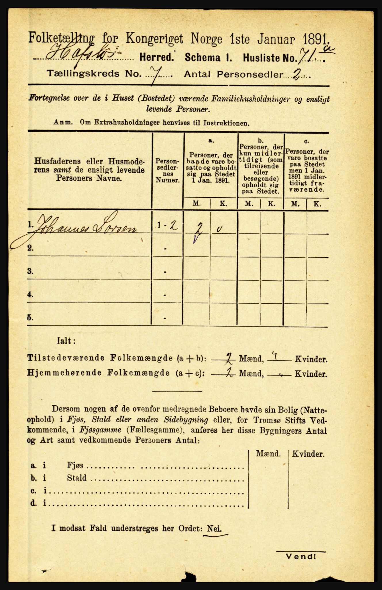 RA, 1891 census for 1425 Hafslo, 1891, p. 2740