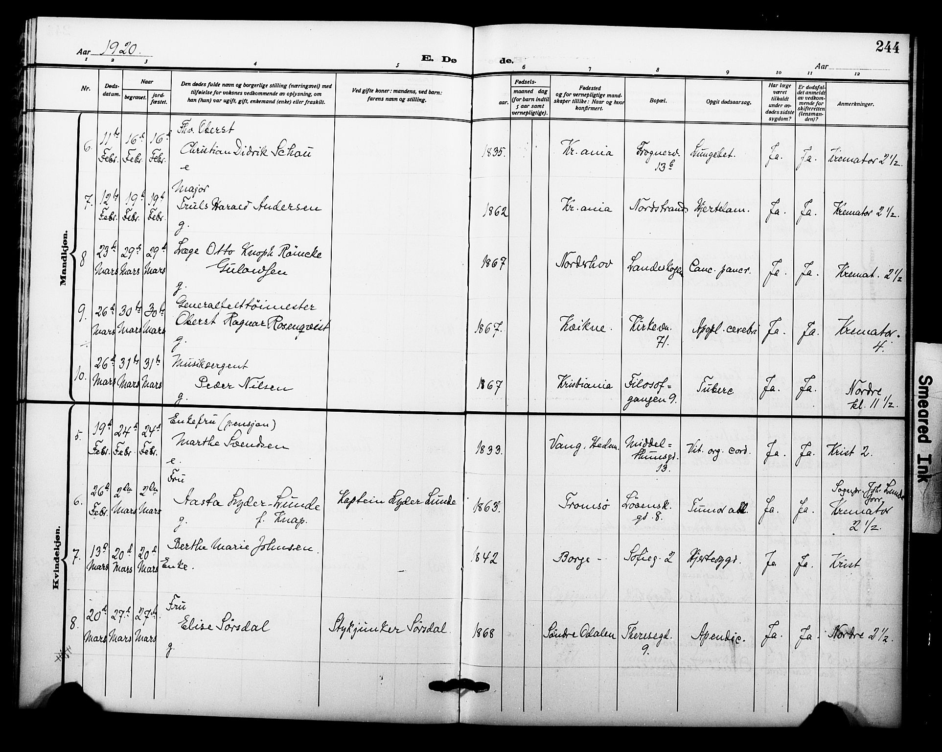 Garnisonsmenigheten Kirkebøker, AV/SAO-A-10846/F/Fa/L0015: Parish register (official) no. 15, 1915-1921, p. 244