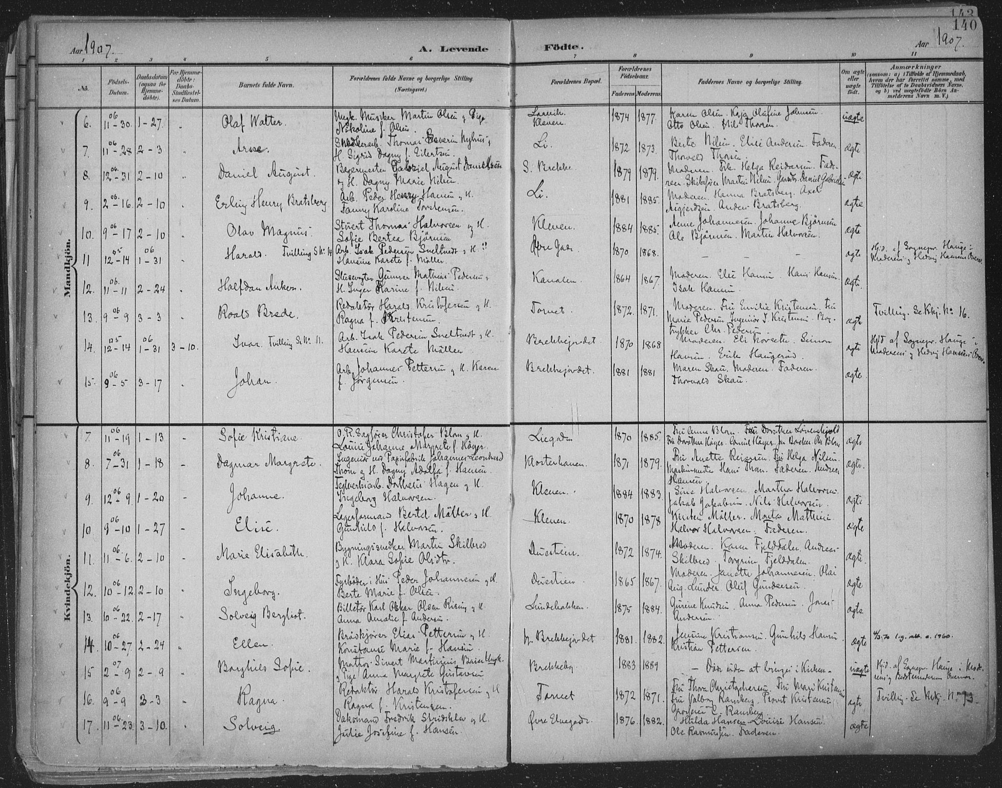 Skien kirkebøker, SAKO/A-302/F/Fa/L0011: Parish register (official) no. 11, 1900-1907, p. 140
