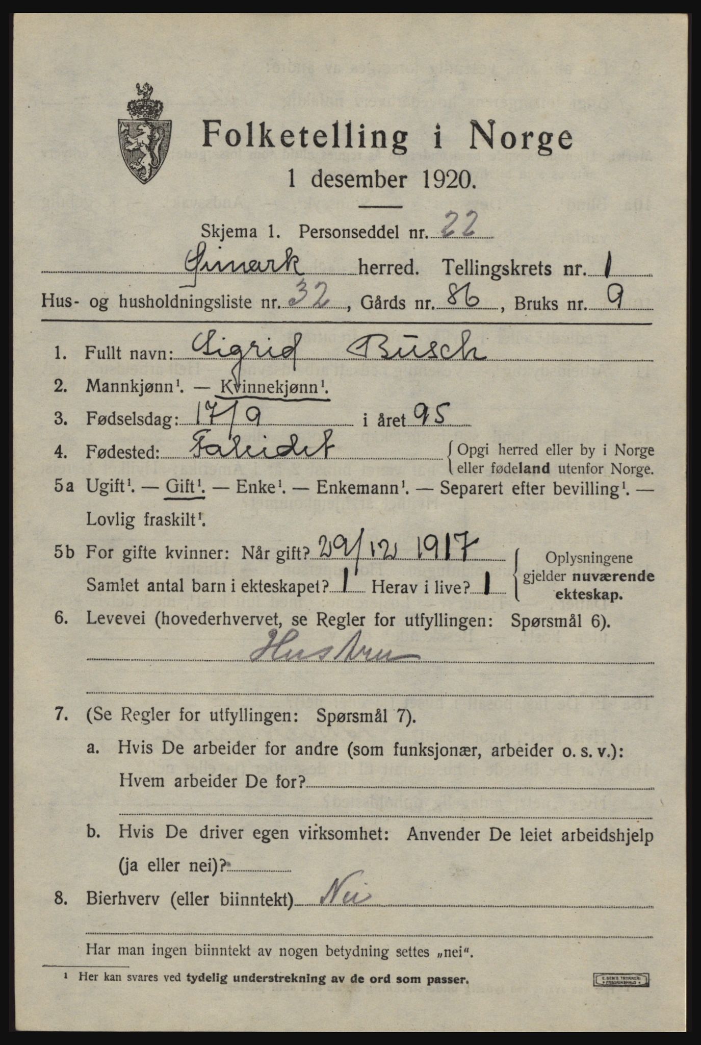 SAO, 1920 census for Øymark, 1920, p. 1181