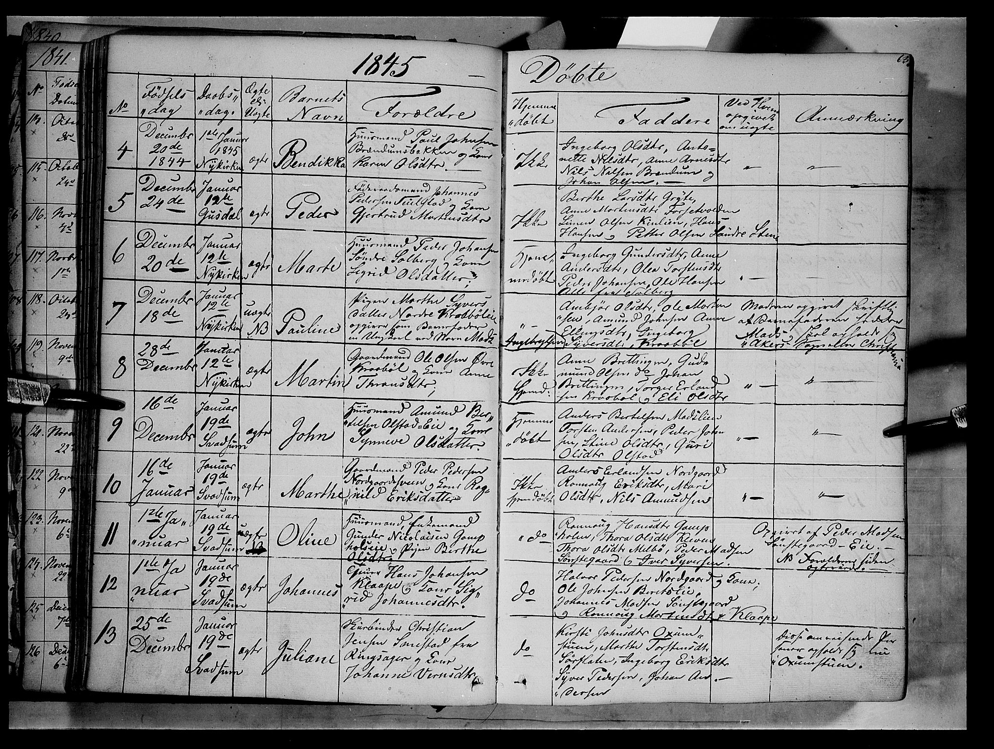 Gausdal prestekontor, SAH/PREST-090/H/Ha/Haa/L0007: Parish register (official) no. 7, 1840-1850, p. 63