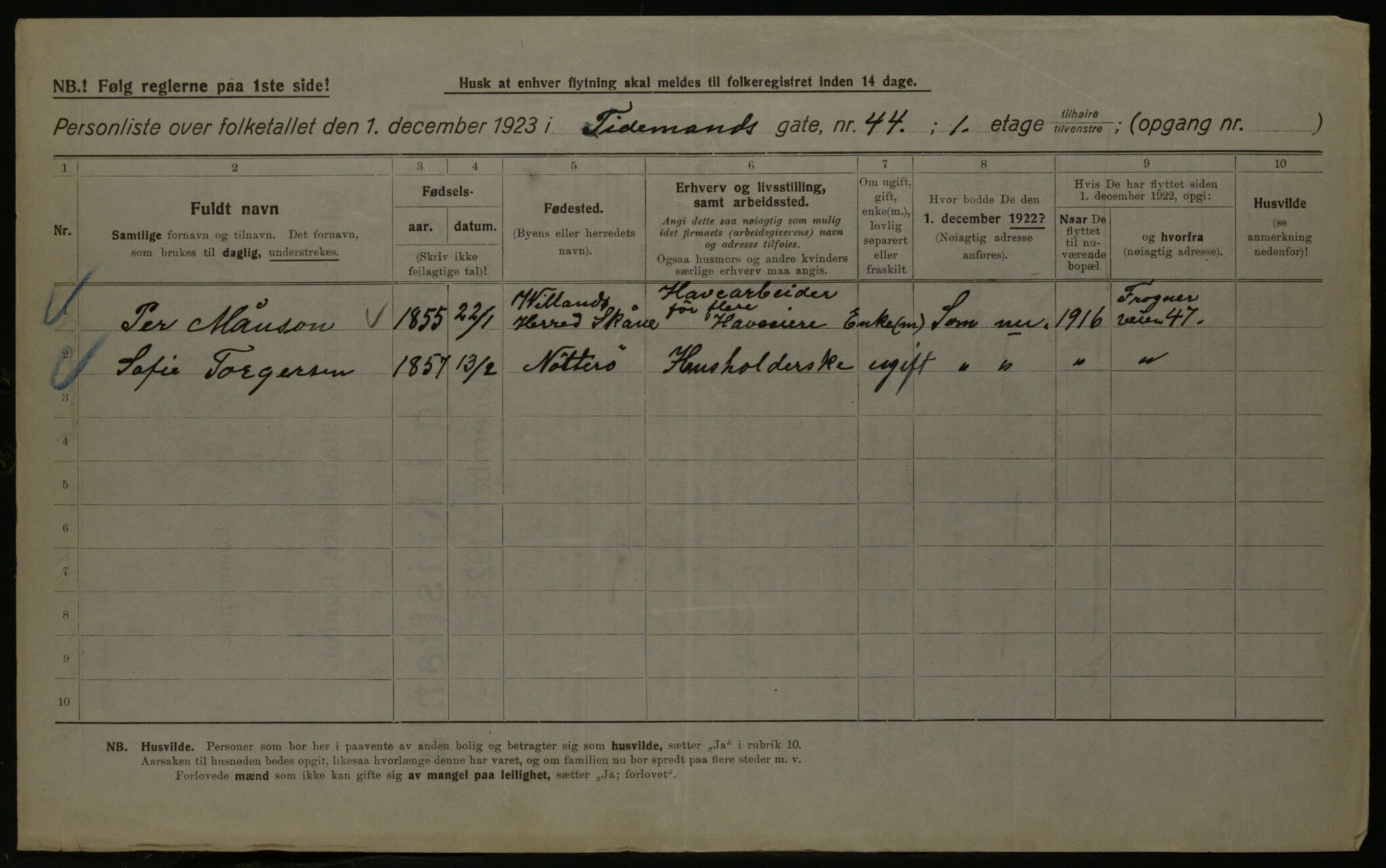 OBA, Municipal Census 1923 for Kristiania, 1923, p. 123381