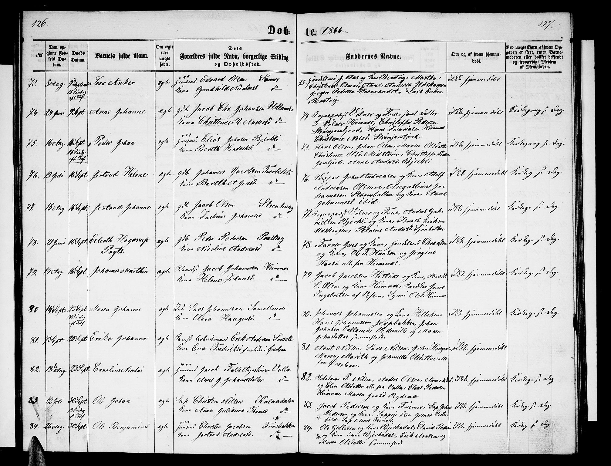 Ministerialprotokoller, klokkerbøker og fødselsregistre - Nordland, AV/SAT-A-1459/825/L0365: Parish register (copy) no. 825C02, 1858-1873, p. 126-127