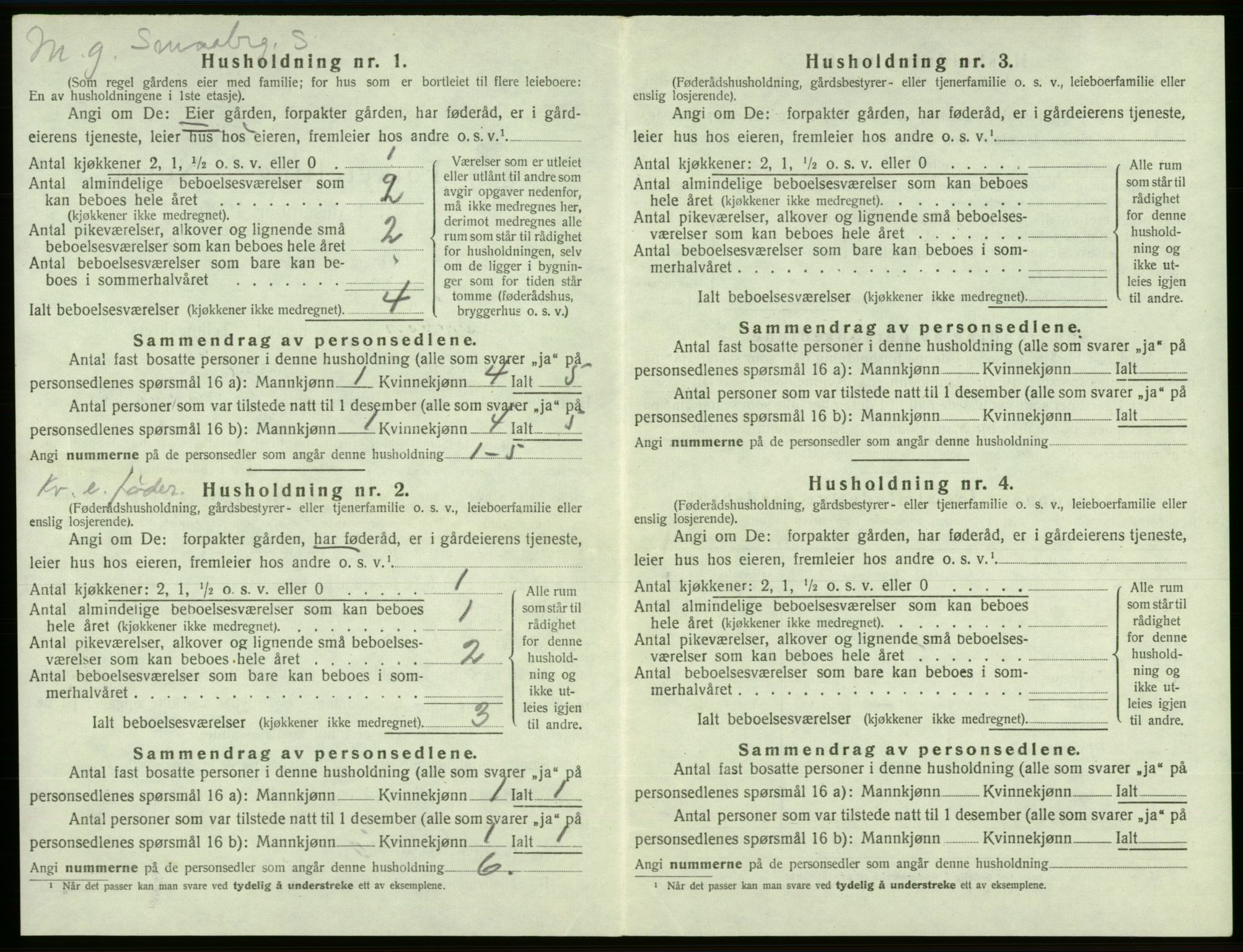 SAB, 1920 census for Sveio, 1920, p. 310