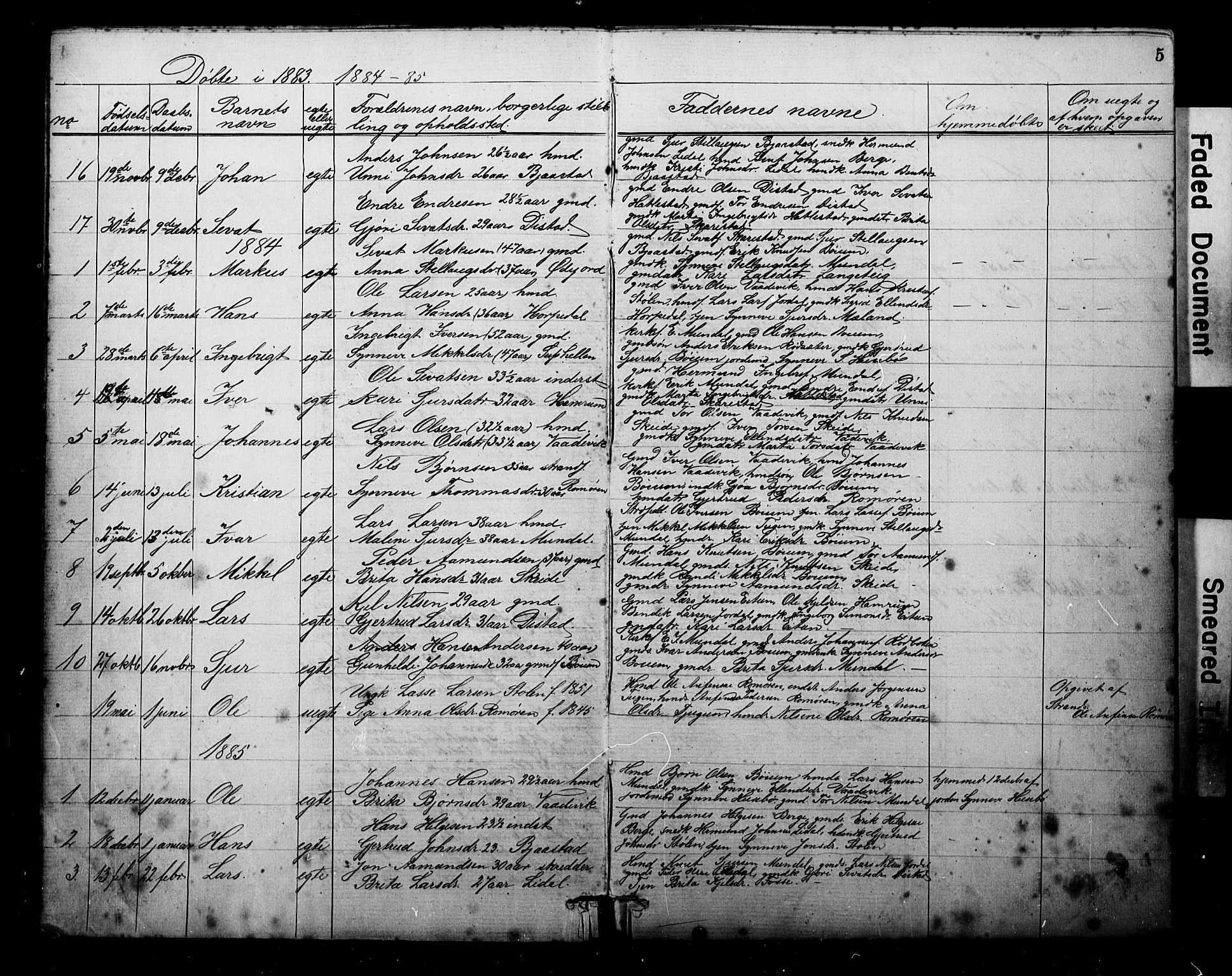 Balestrand sokneprestembete, SAB/A-79601: Parish register (copy) no. B 1A, 1880-1916, p. 5