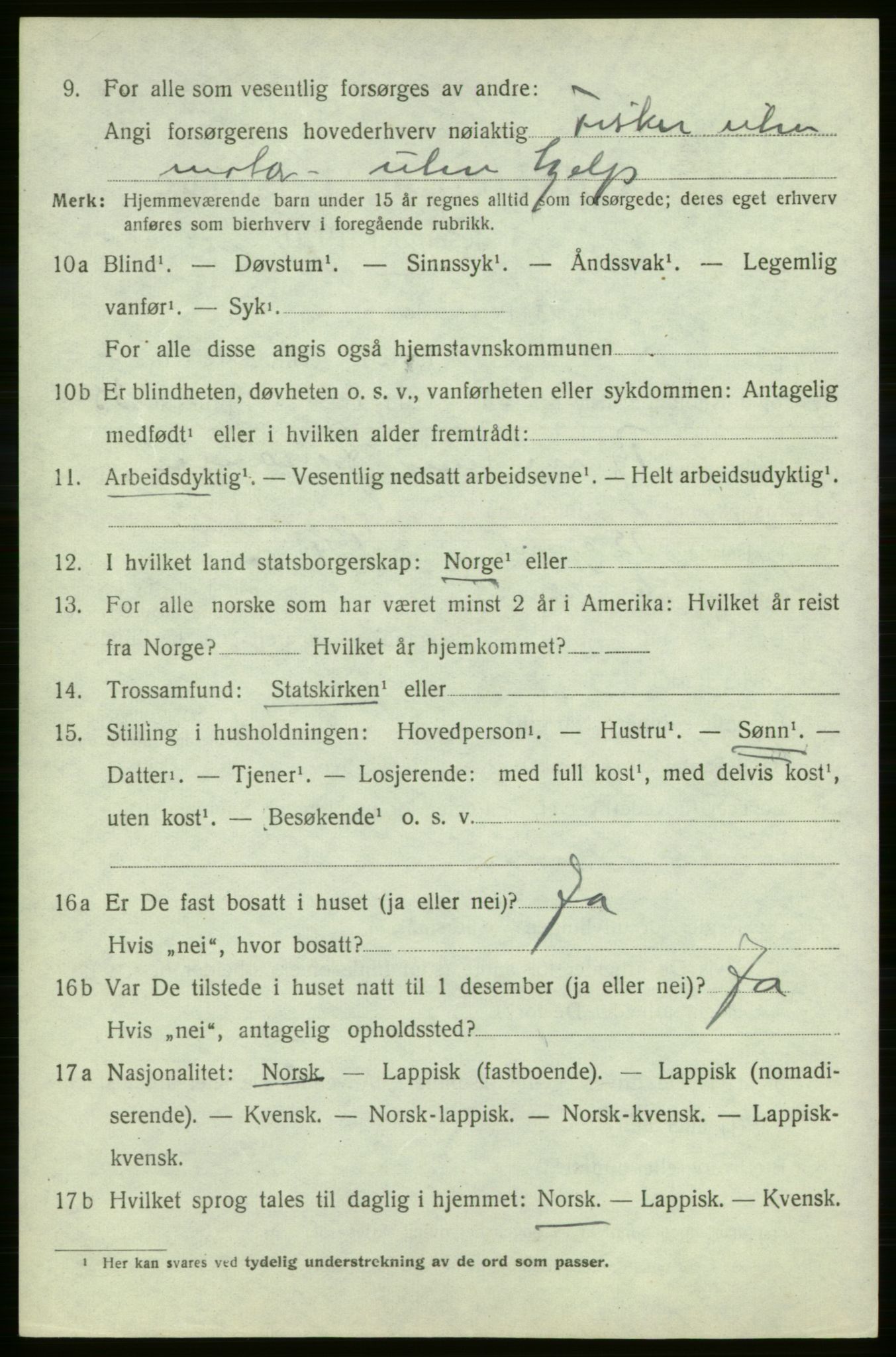 SATØ, 1920 census for Kjelvik, 1920, p. 2204