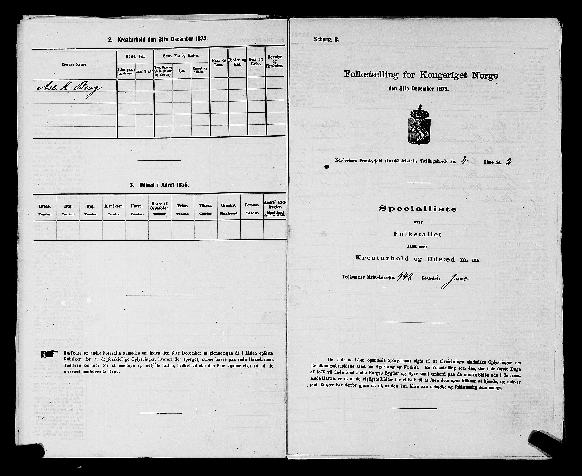 SAKO, 1875 census for 0613L Norderhov/Norderhov, Haug og Lunder, 1875, p. 2640