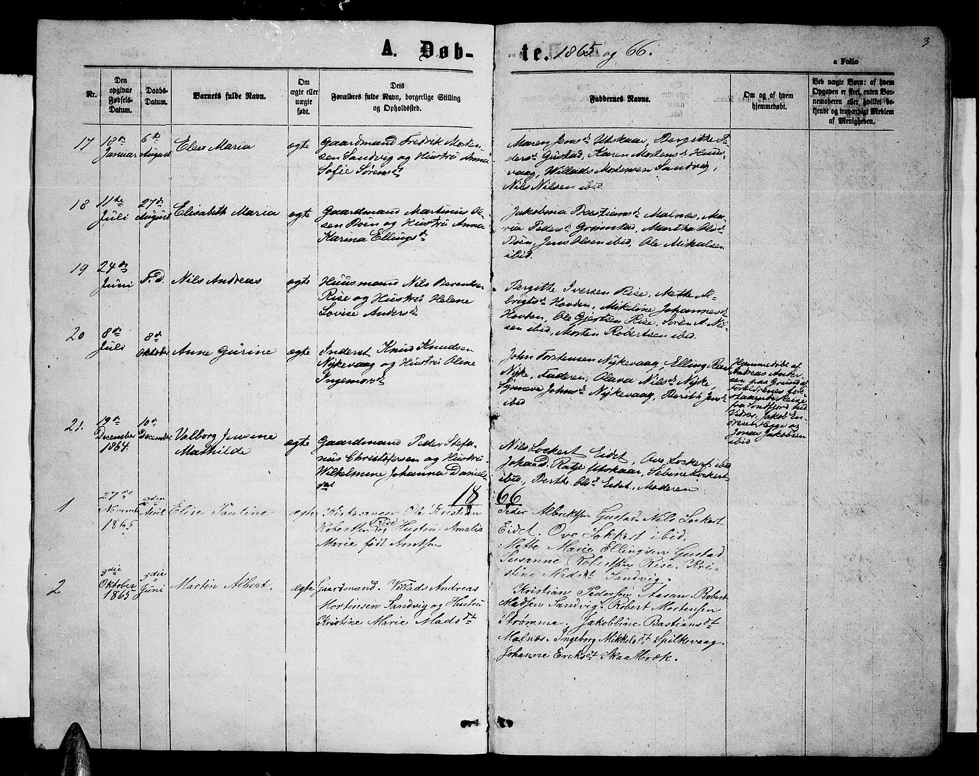 Ministerialprotokoller, klokkerbøker og fødselsregistre - Nordland, AV/SAT-A-1459/892/L1324: Parish register (copy) no. 892C01, 1865-1879, p. 3