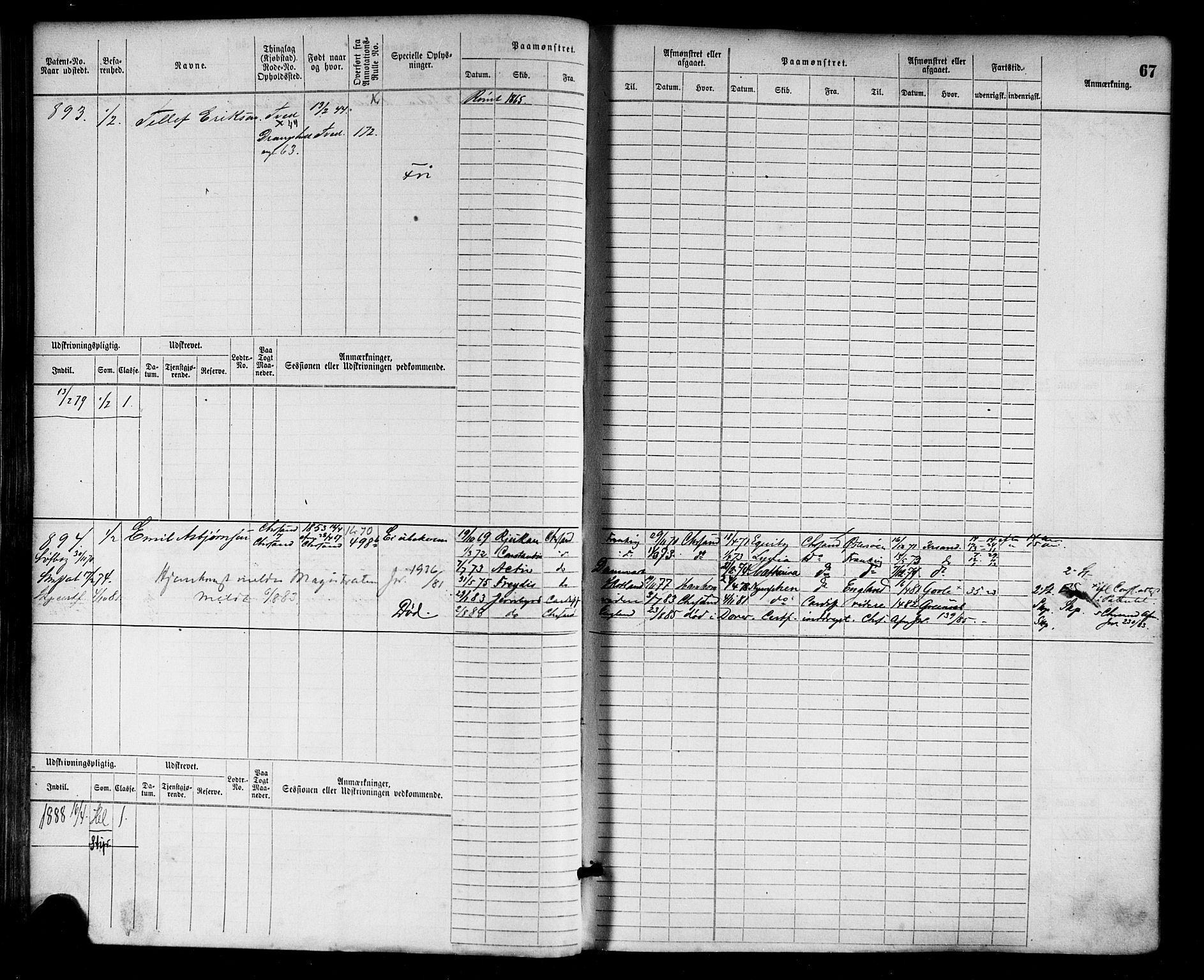 Kristiansand mønstringskrets, AV/SAK-2031-0015/F/Fb/L0004: Hovedrulle nr 763-1521, I-11, 1868-1915, p. 70