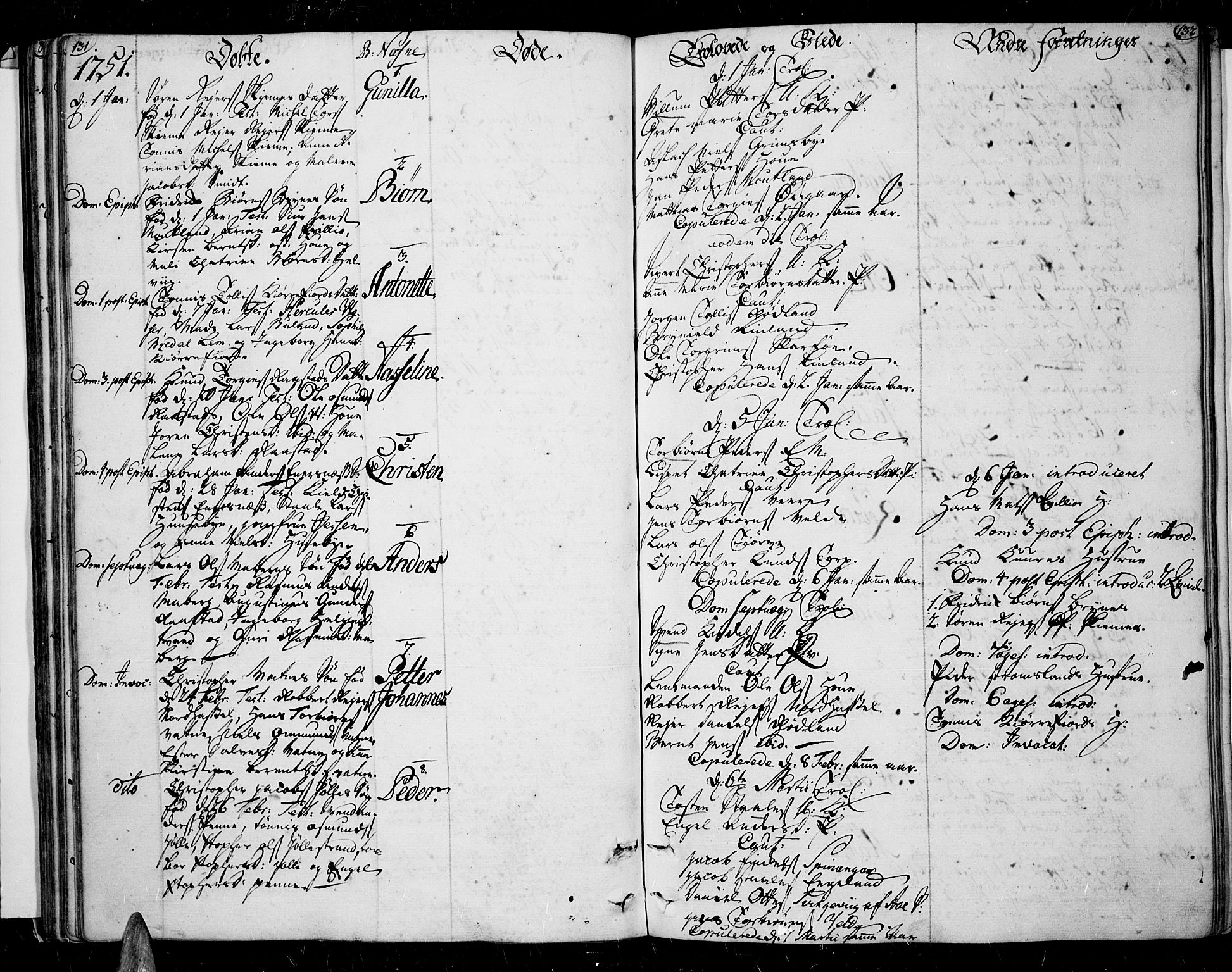 Lista sokneprestkontor, AV/SAK-1111-0027/F/Fa/L0003: Parish register (official) no. A 3 /1, 1743-1767, p. 131-132