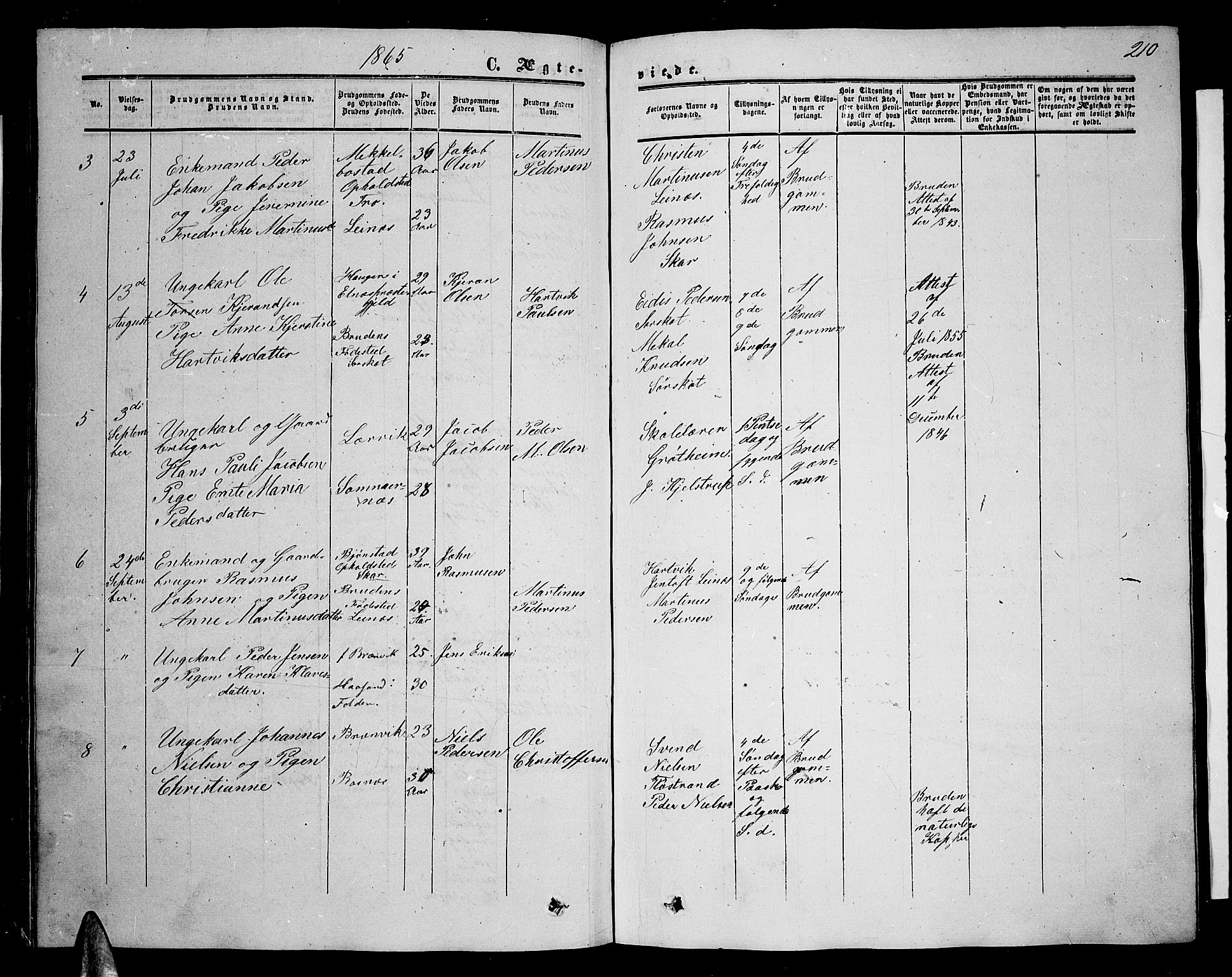 Ministerialprotokoller, klokkerbøker og fødselsregistre - Nordland, AV/SAT-A-1459/857/L0827: Parish register (copy) no. 857C02, 1852-1879, p. 210