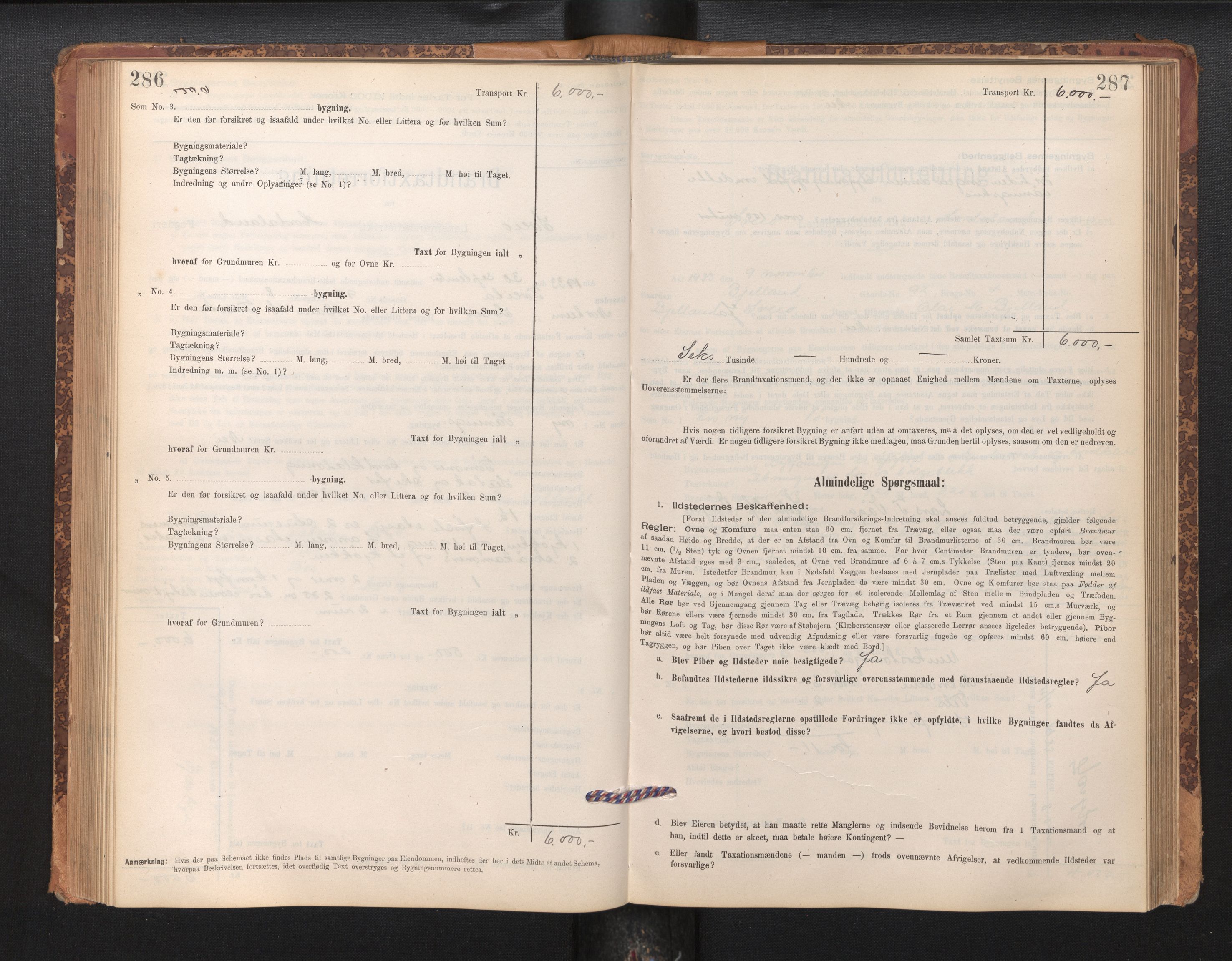 Lensmannen i Sveio, AV/SAB-A-35301/0012/L0008: Branntakstprotokoll, skjematakst, 1912-1939, p. 286-287
