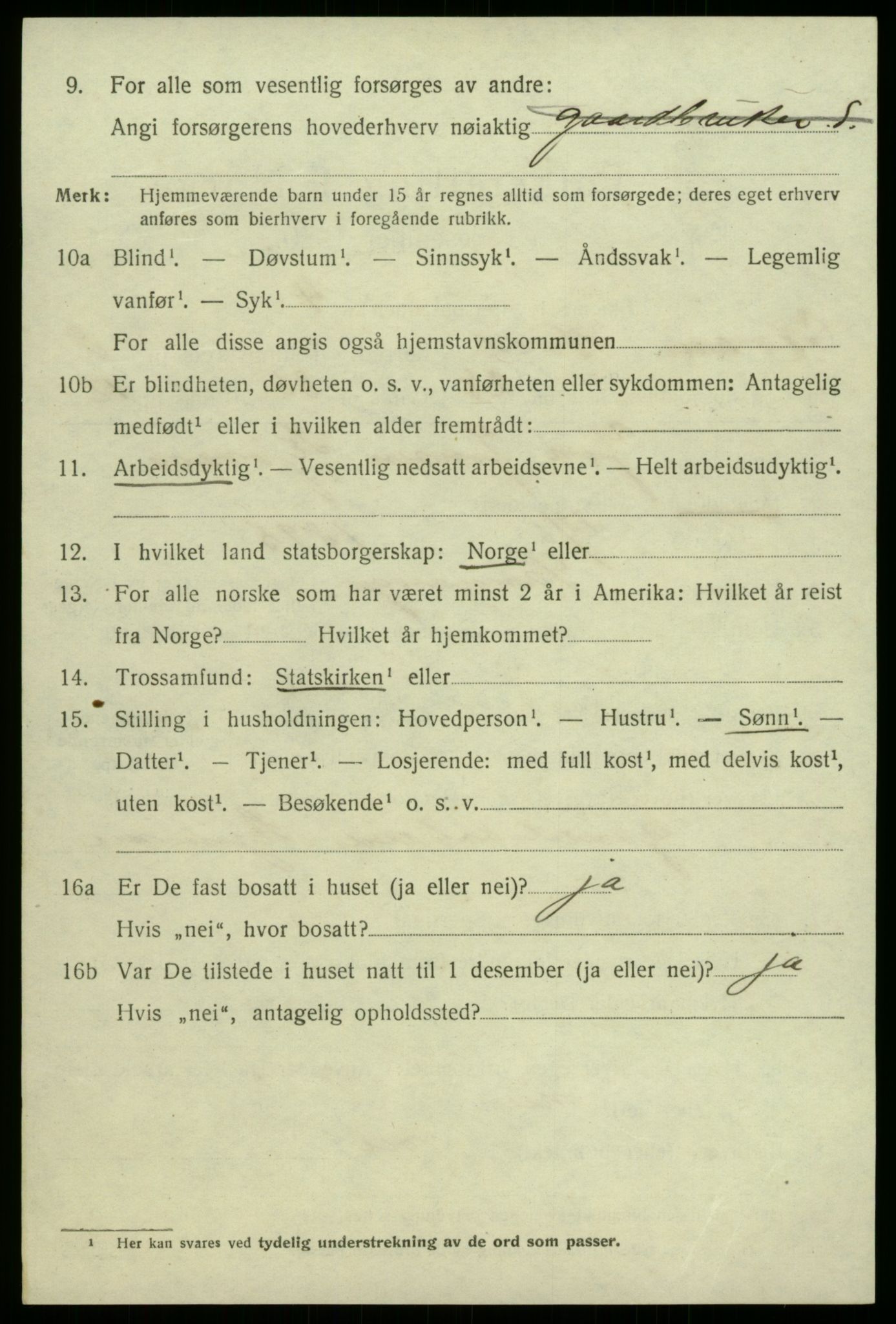 SAB, 1920 census for Kvam, 1920, p. 5400