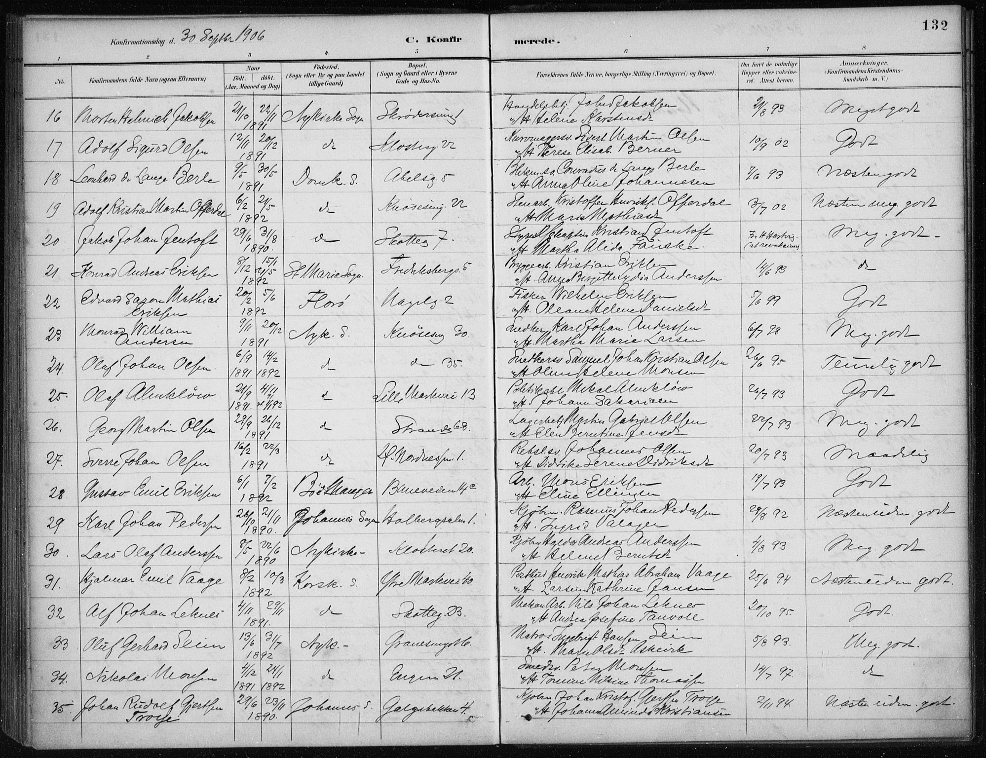 Nykirken Sokneprestembete, AV/SAB-A-77101/H/Haa/L0027: Parish register (official) no. C 6, 1886-1913, p. 132
