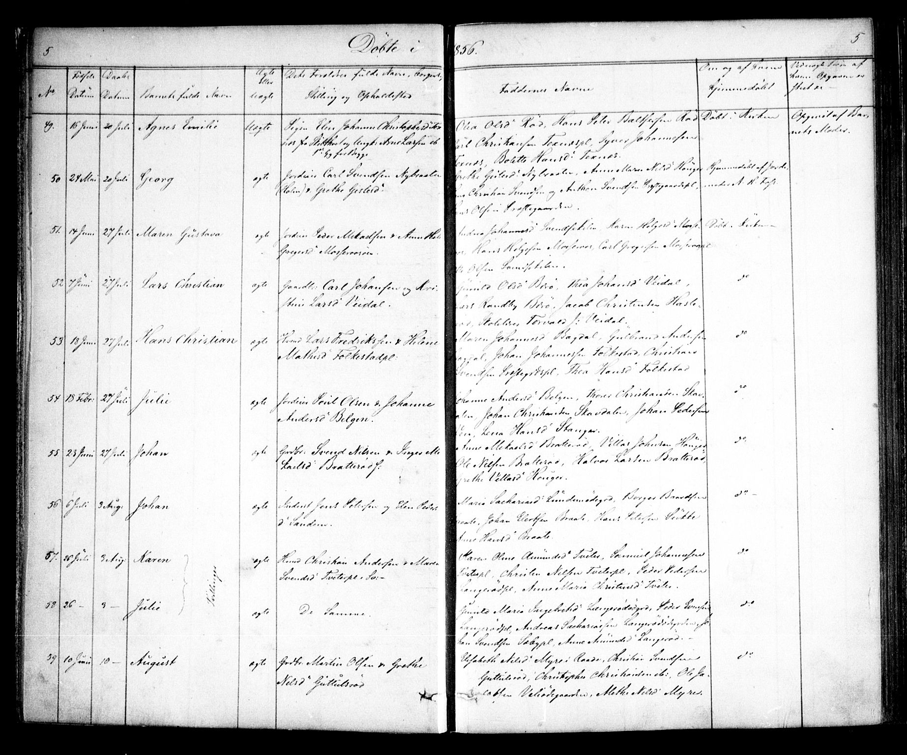 Våler prestekontor Kirkebøker, AV/SAO-A-11083/F/Fa/L0007: Parish register (official) no. I 7, 1856-1861, p. 5