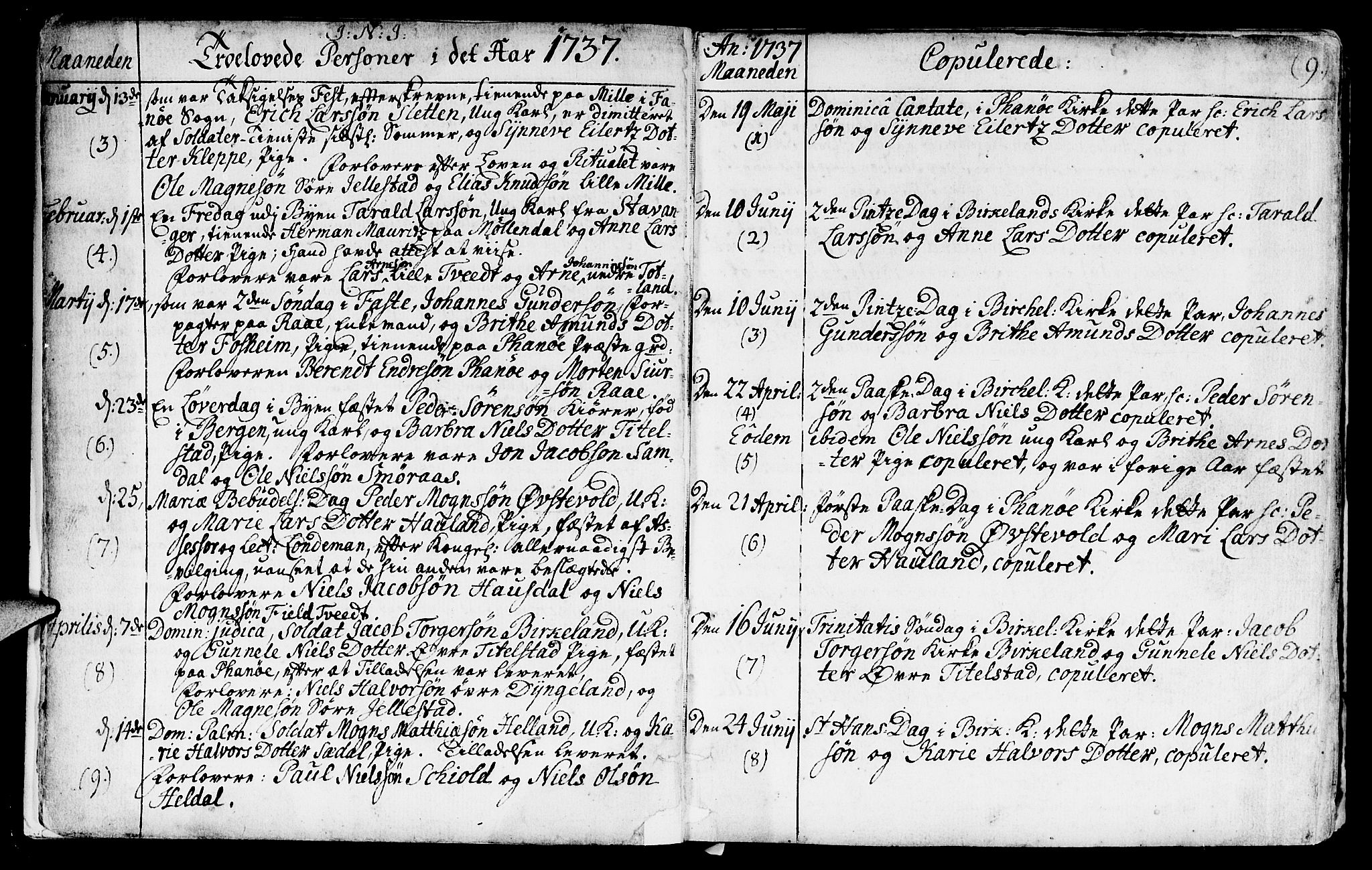 Fana Sokneprestembete, SAB/A-75101/H/Haa/Haaa/L0003: Parish register (official) no. A 3, 1736-1757, p. 9