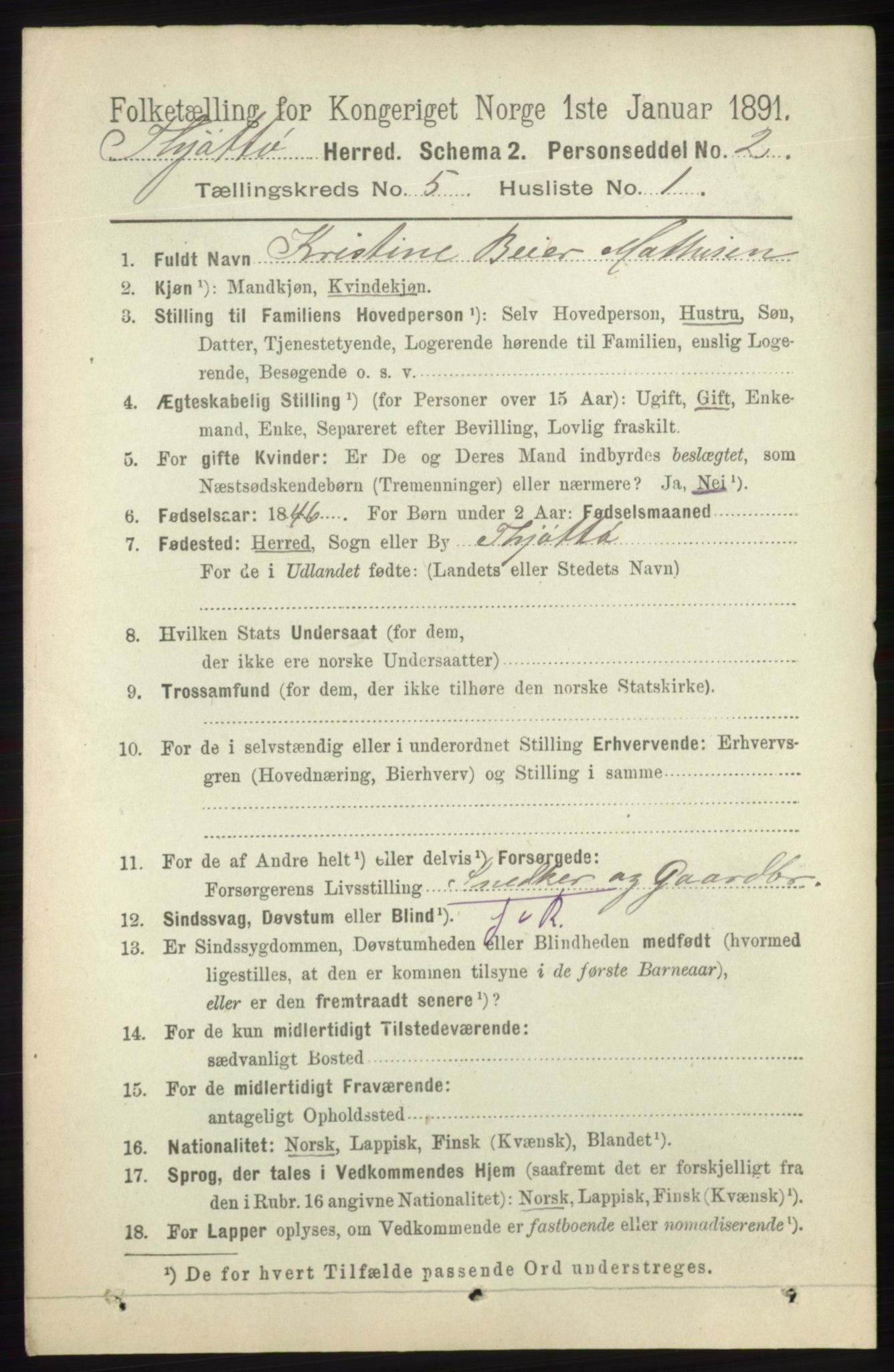 RA, 1891 census for 1817 Tjøtta, 1891, p. 2379