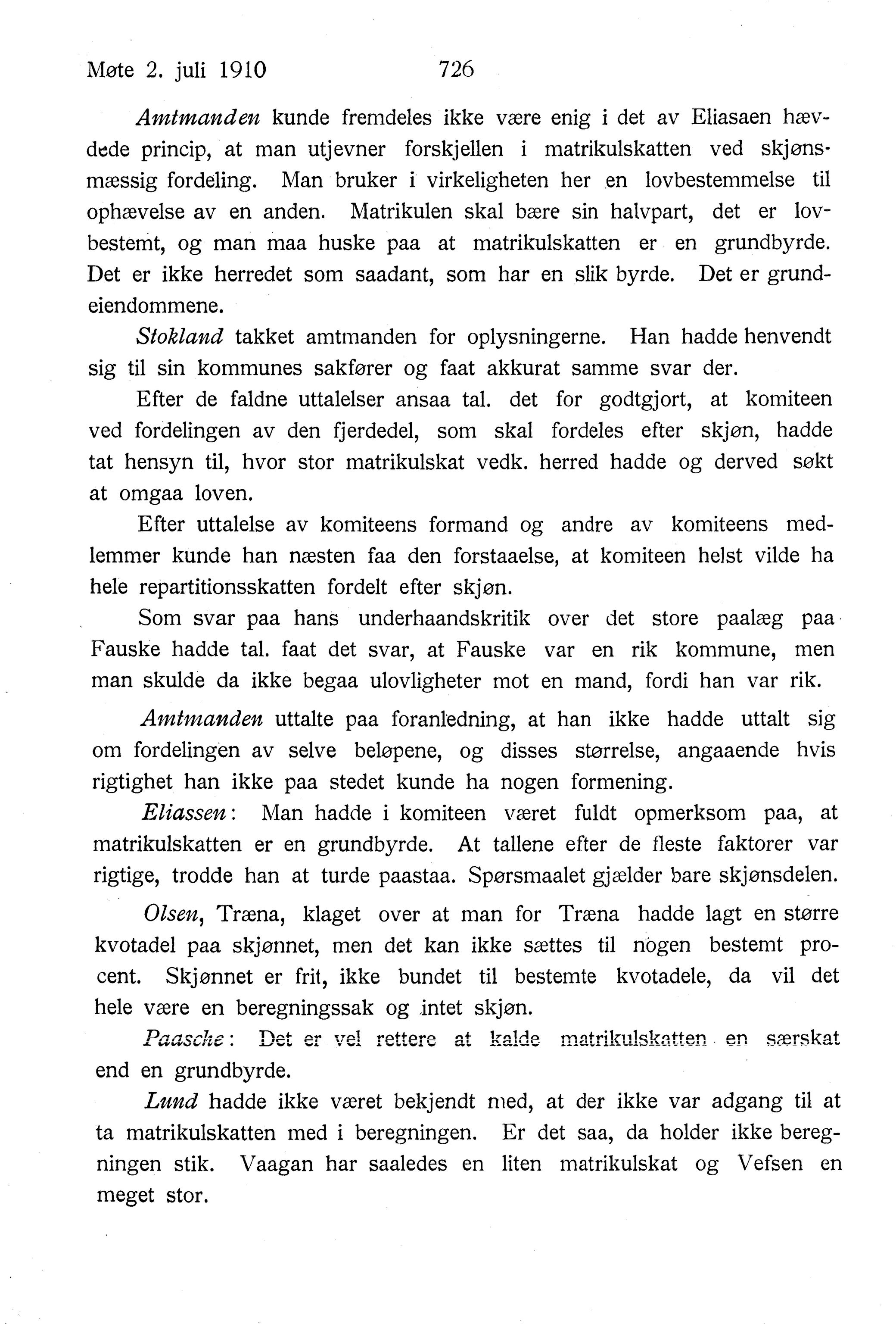 Nordland Fylkeskommune. Fylkestinget, AIN/NFK-17/176/A/Ac/L0033: Fylkestingsforhandlinger 1910, 1910