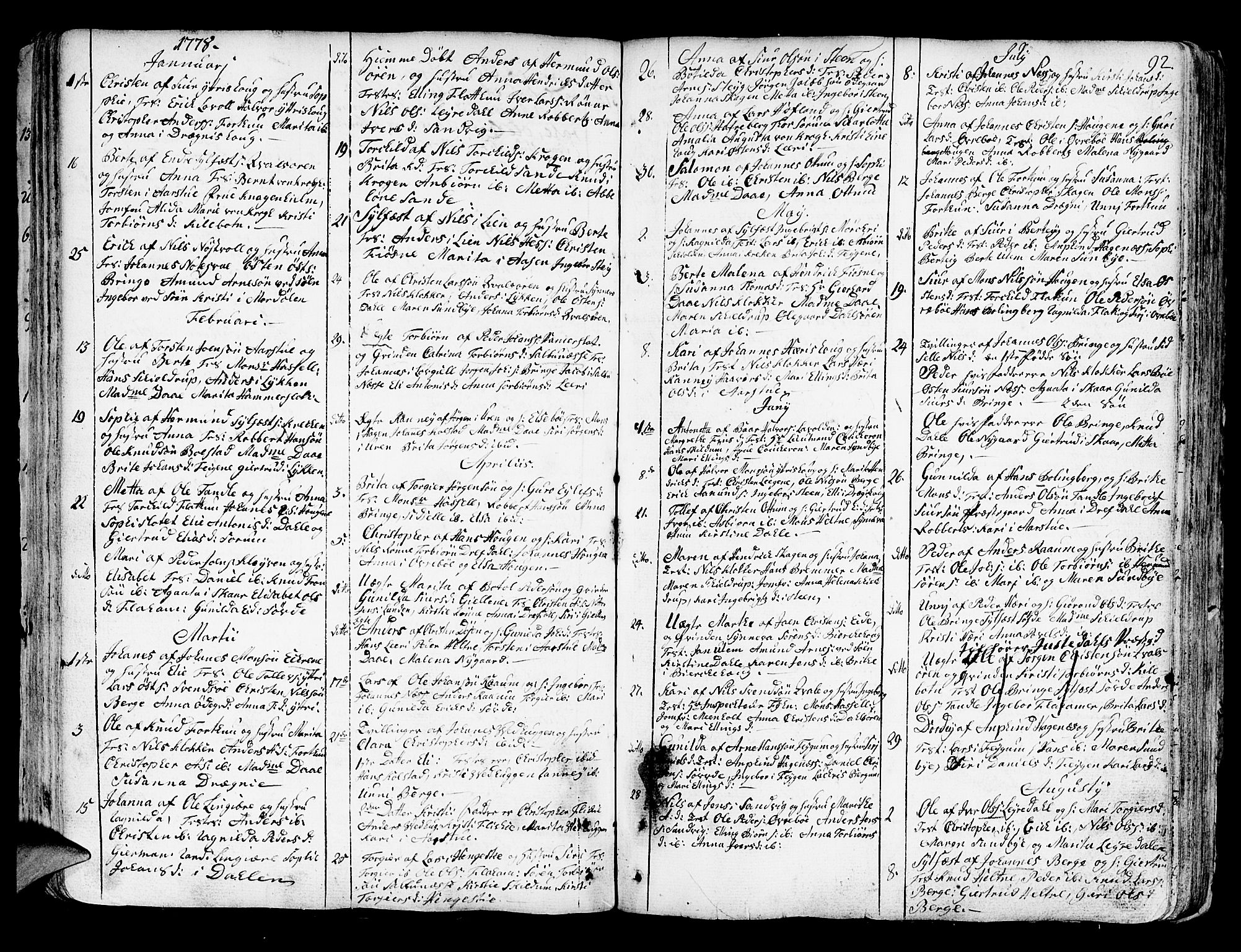 Luster sokneprestembete, SAB/A-81101/H/Haa/Haaa/L0001: Parish register (official) no. A 1, 1731-1803, p. 92