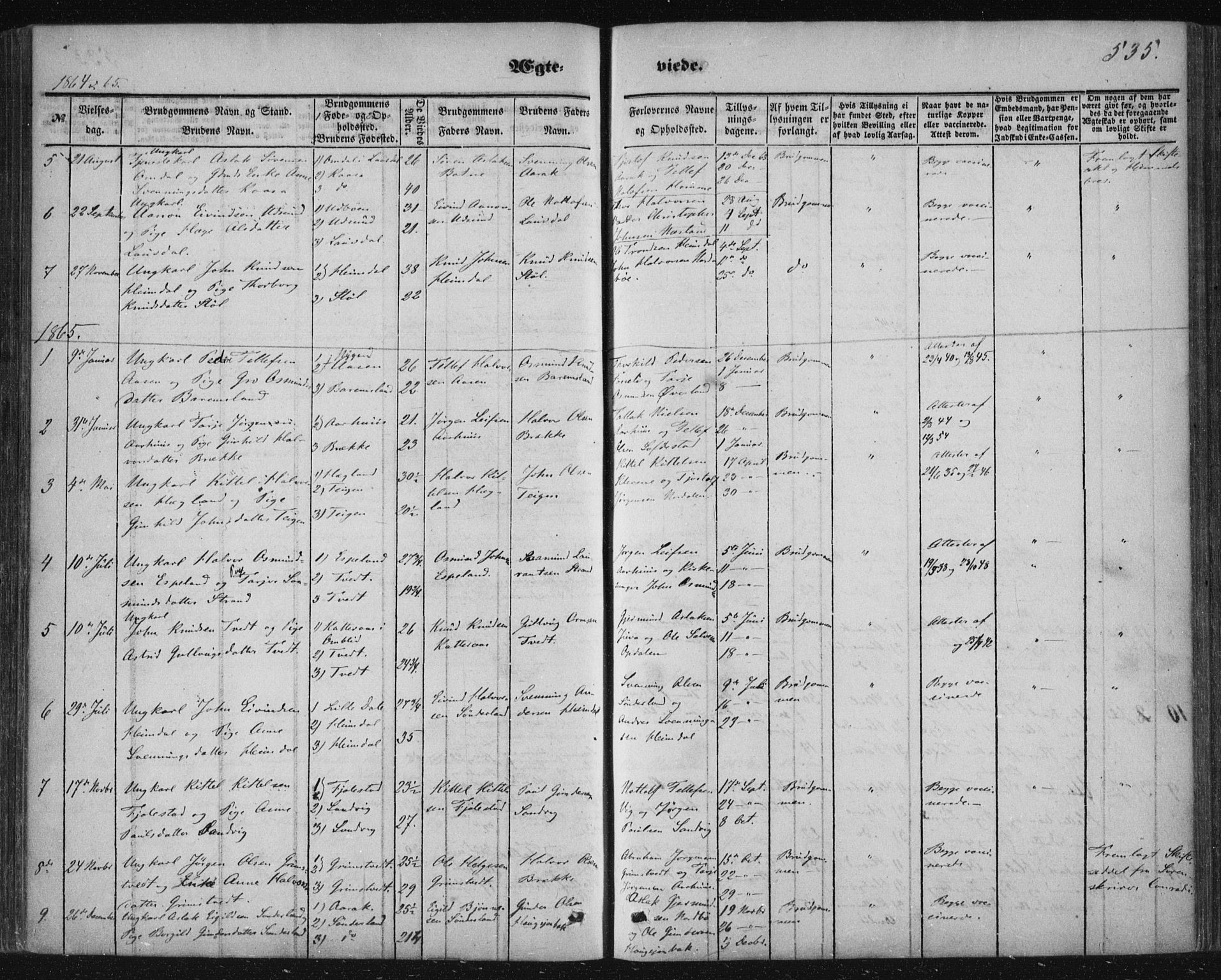 Nissedal kirkebøker, AV/SAKO-A-288/F/Fa/L0003: Parish register (official) no. I 3, 1846-1870, p. 534-535