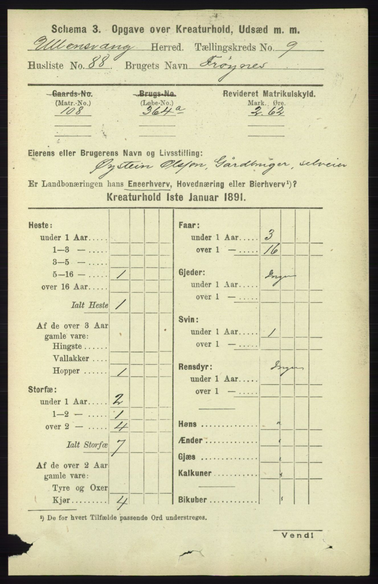 RA, 1891 census for 1230 Ullensvang, 1891, p. 7757